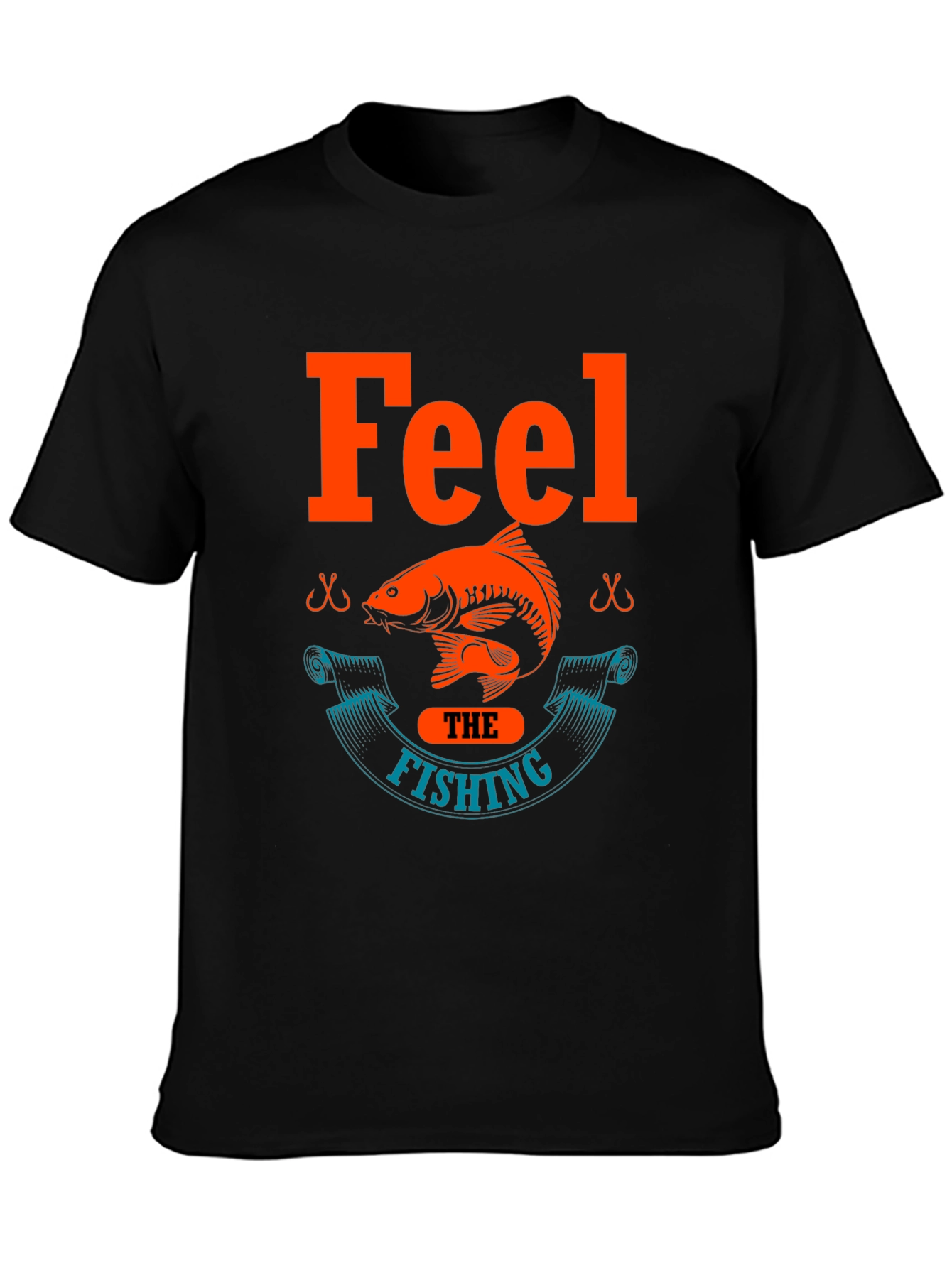 Feel the Fishing T-Shirt - Black Cotton Tee
