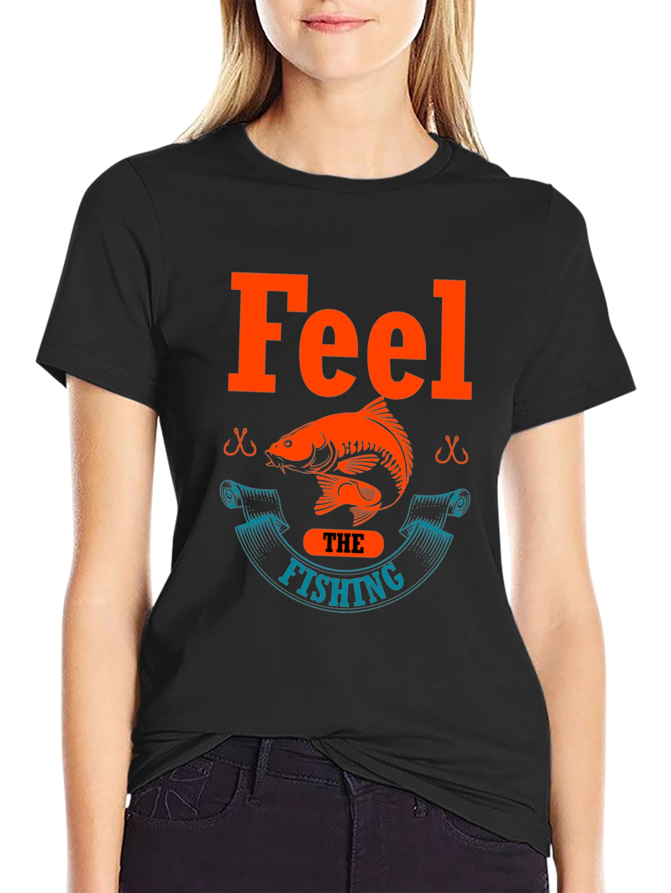 Feel the Fishing T-Shirt - Black Cotton Tee