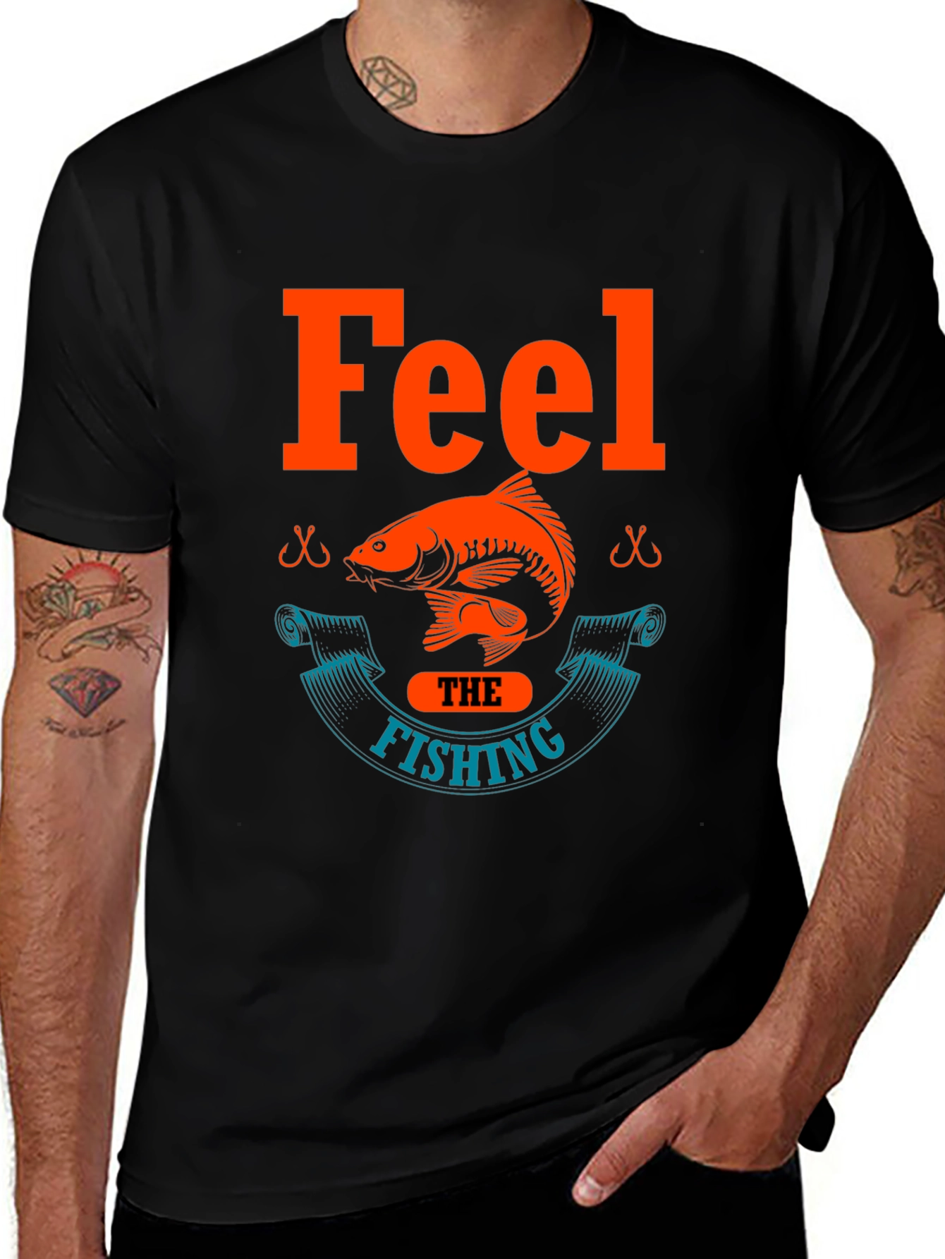 Feel the Fishing T-Shirt - Black Cotton Tee