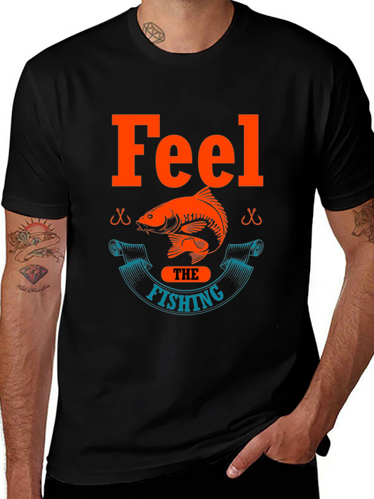Feel the Fishing T-Shirt - Black Cotton Tee