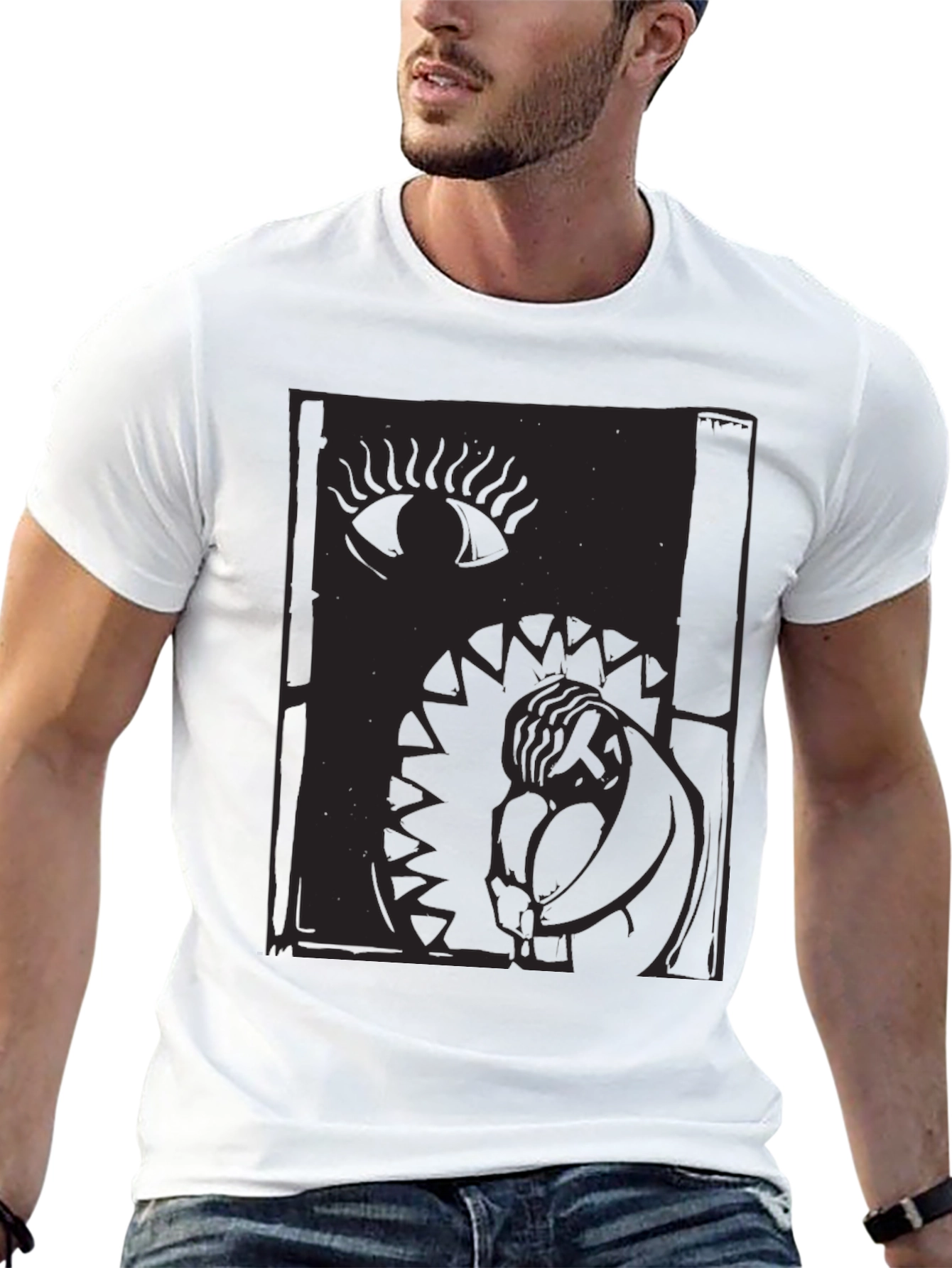 Eye & Figure Graphic Print Black T-Shirt