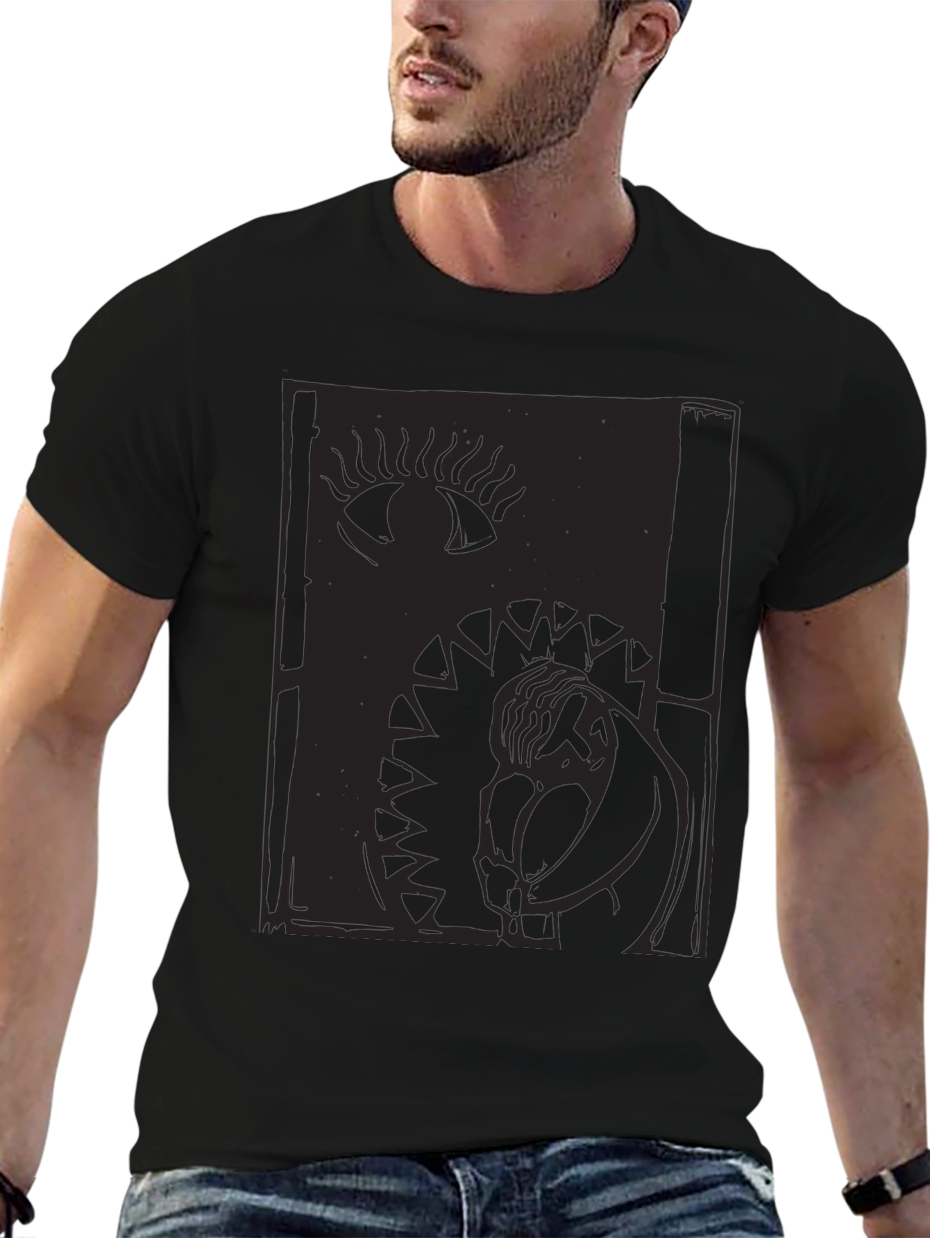 Eye & Figure Graphic Print Black T-Shirt