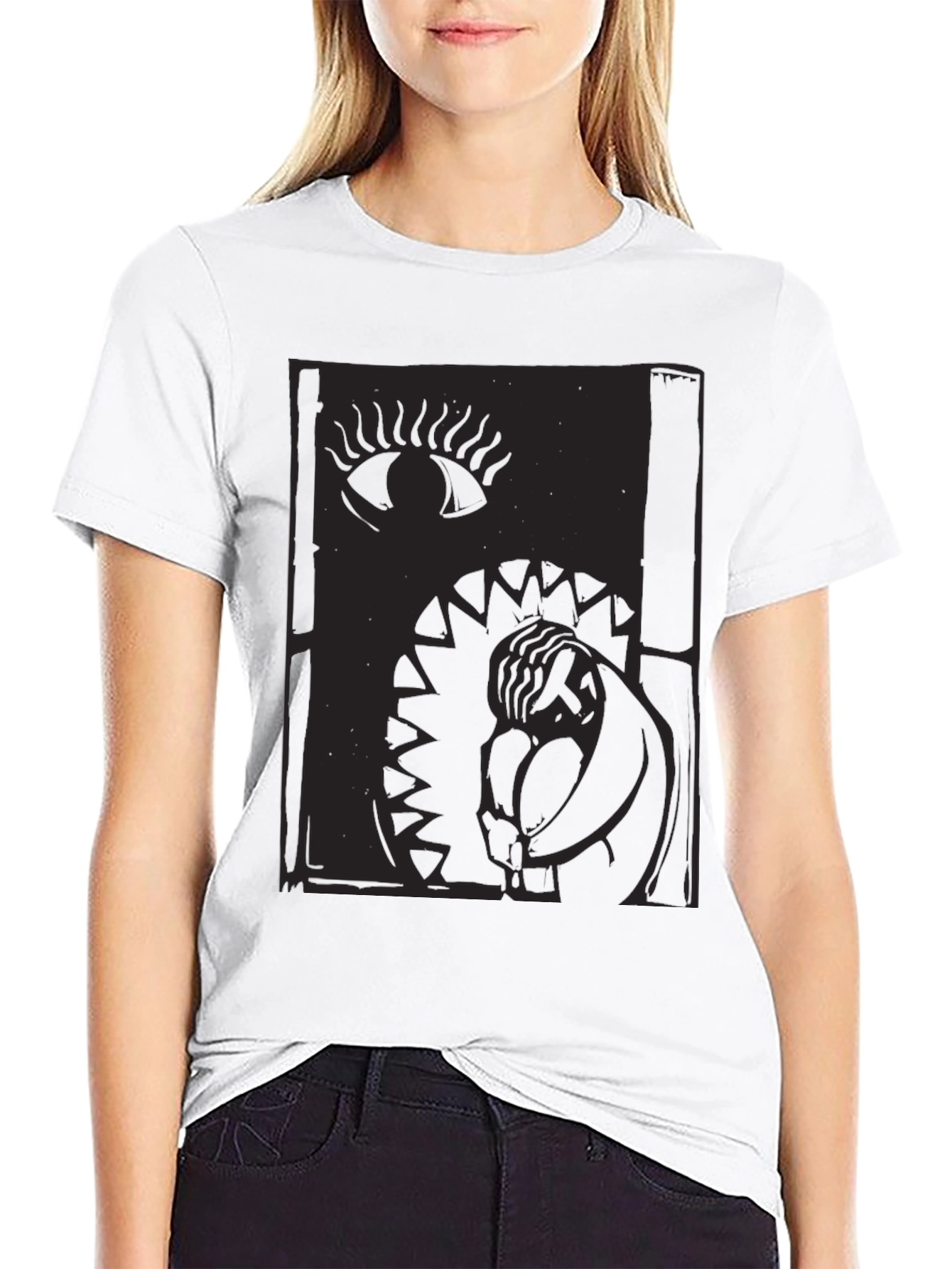 Eye & Figure Graphic Print Black T-Shirt