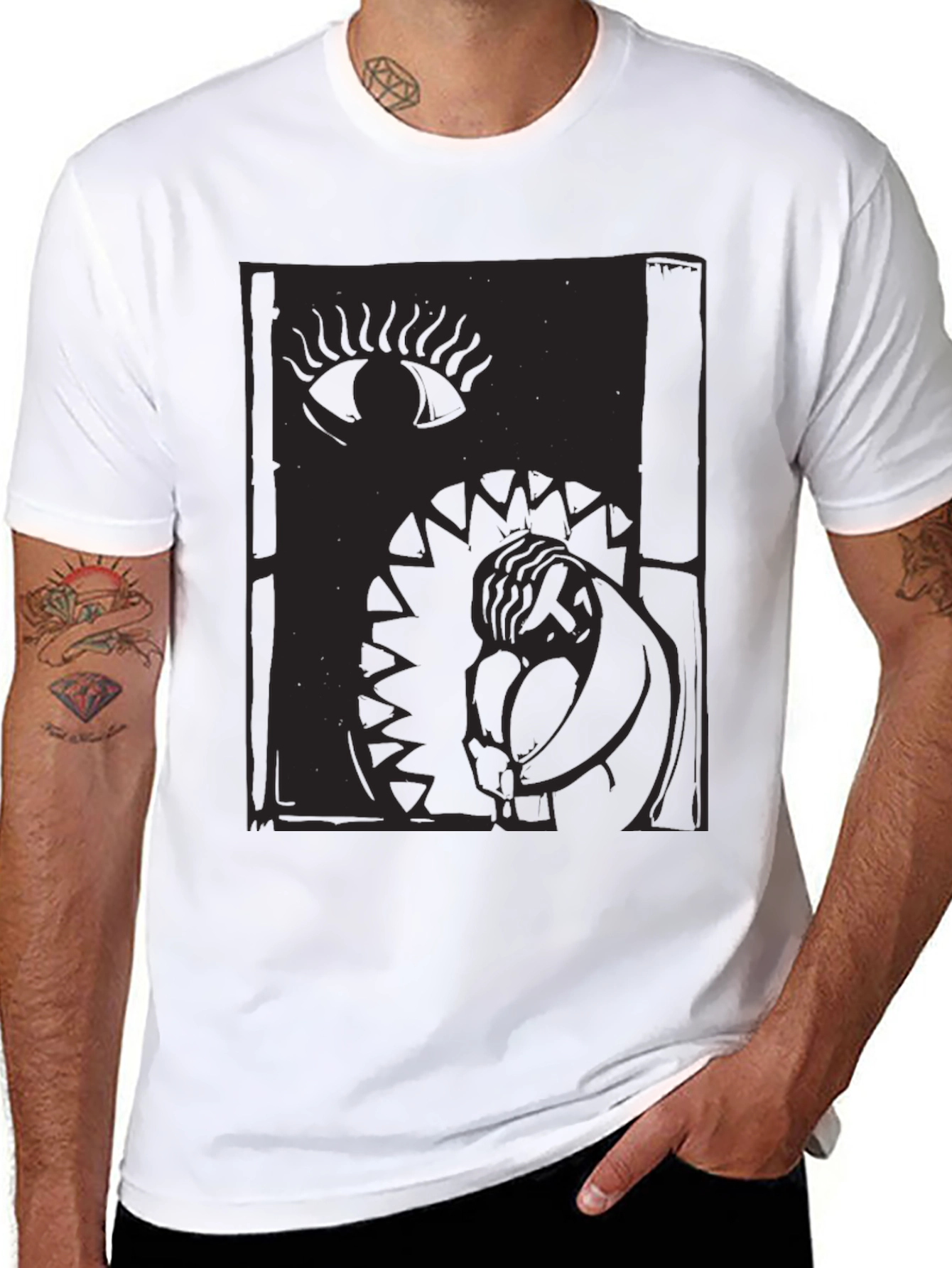 Eye & Figure Graphic Print Black T-Shirt