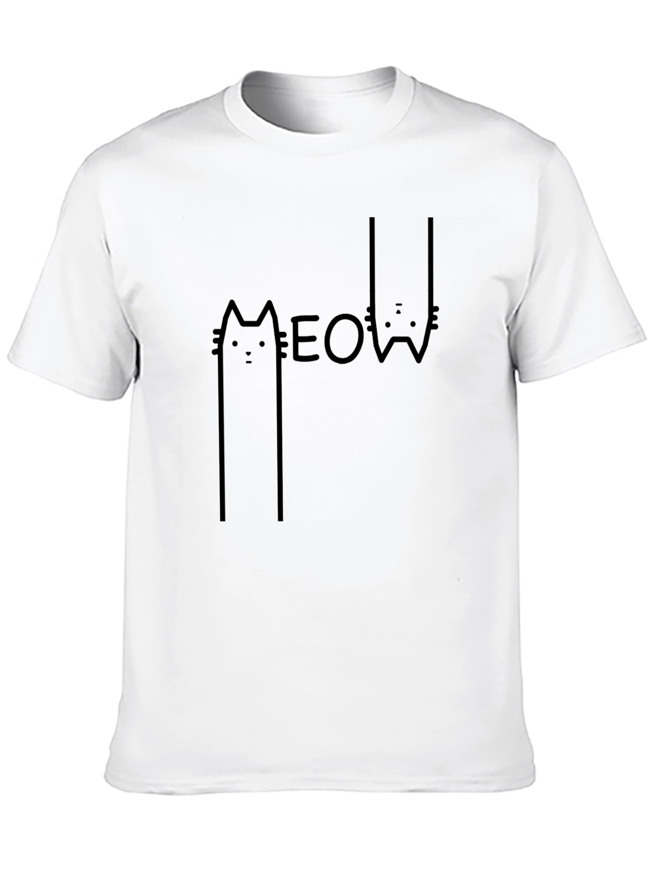 Meow Cat Graphic Black T-Shirt