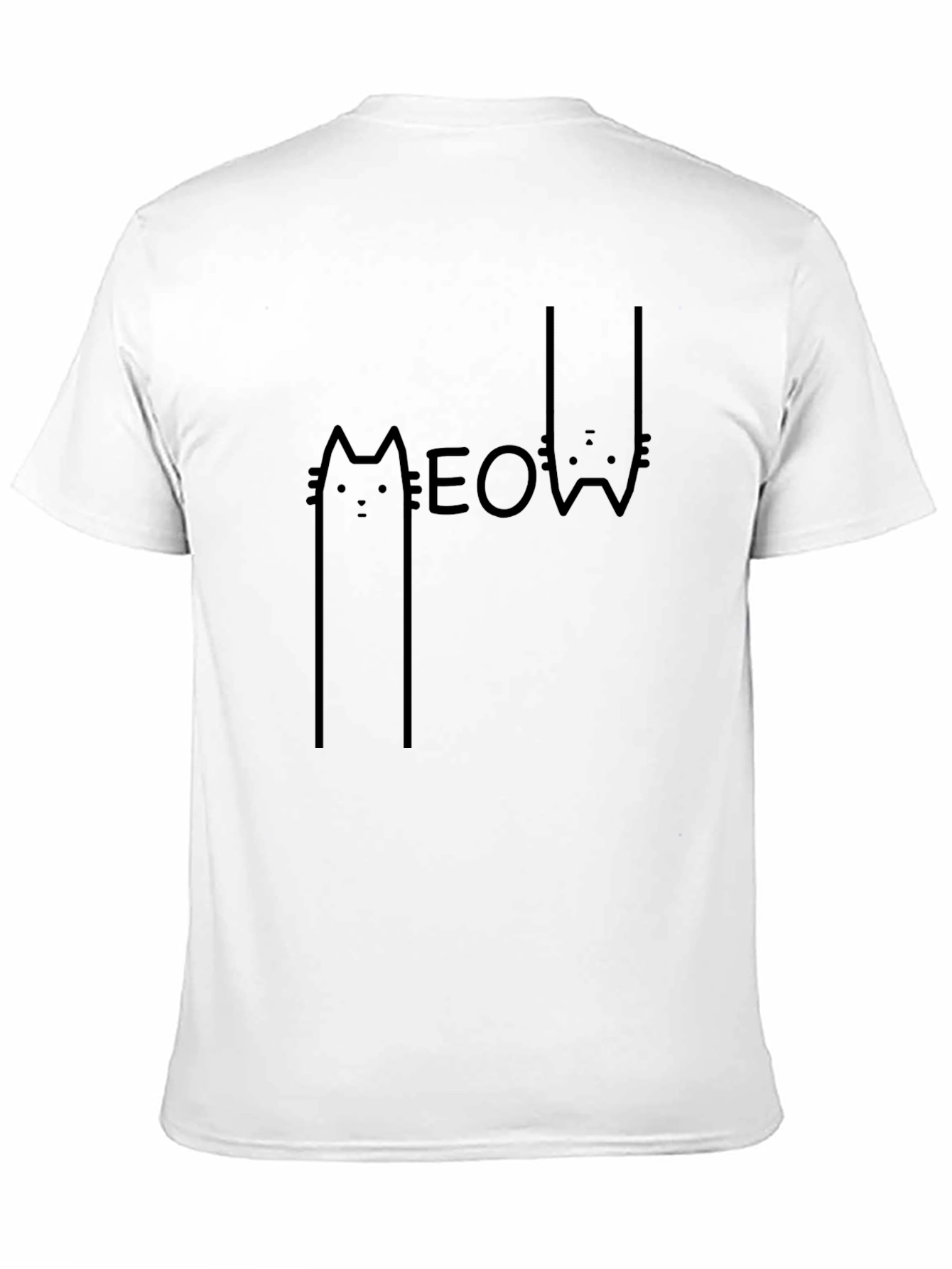Meow Cat Graphic Black T-Shirt
