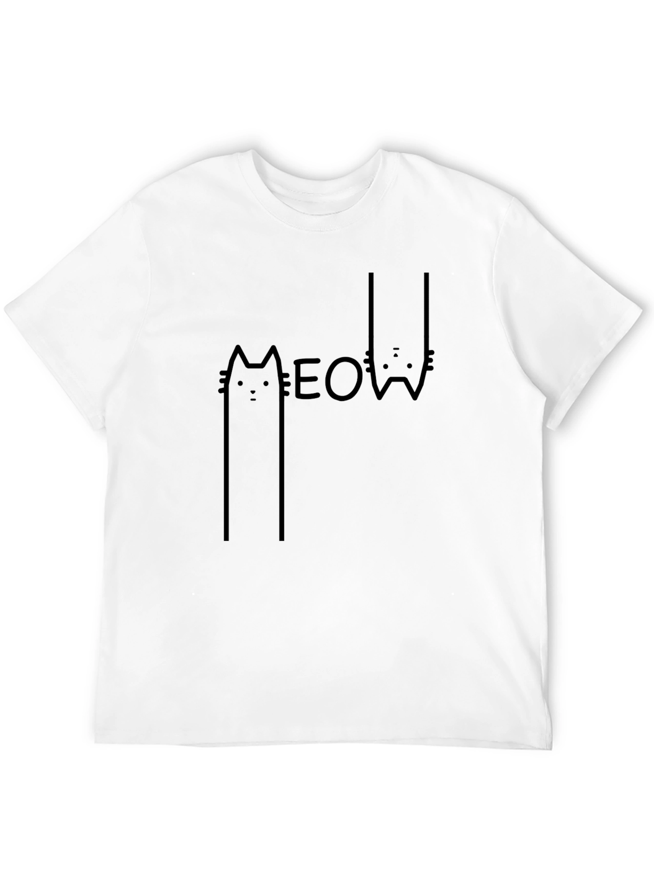 Meow Cat Graphic Black T-Shirt