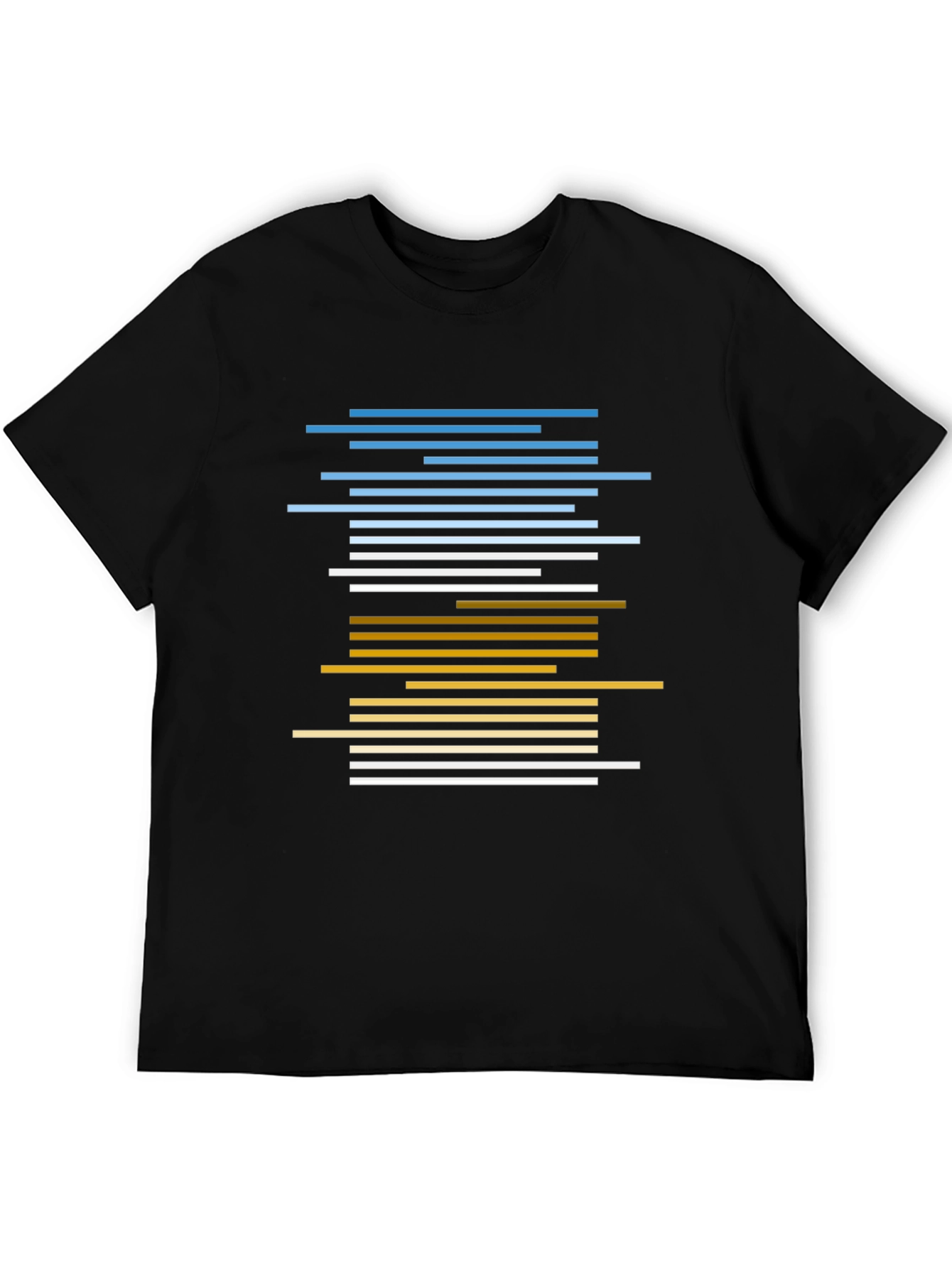 Abstract Striped Graphic Tee - Casual Black T-Shirt