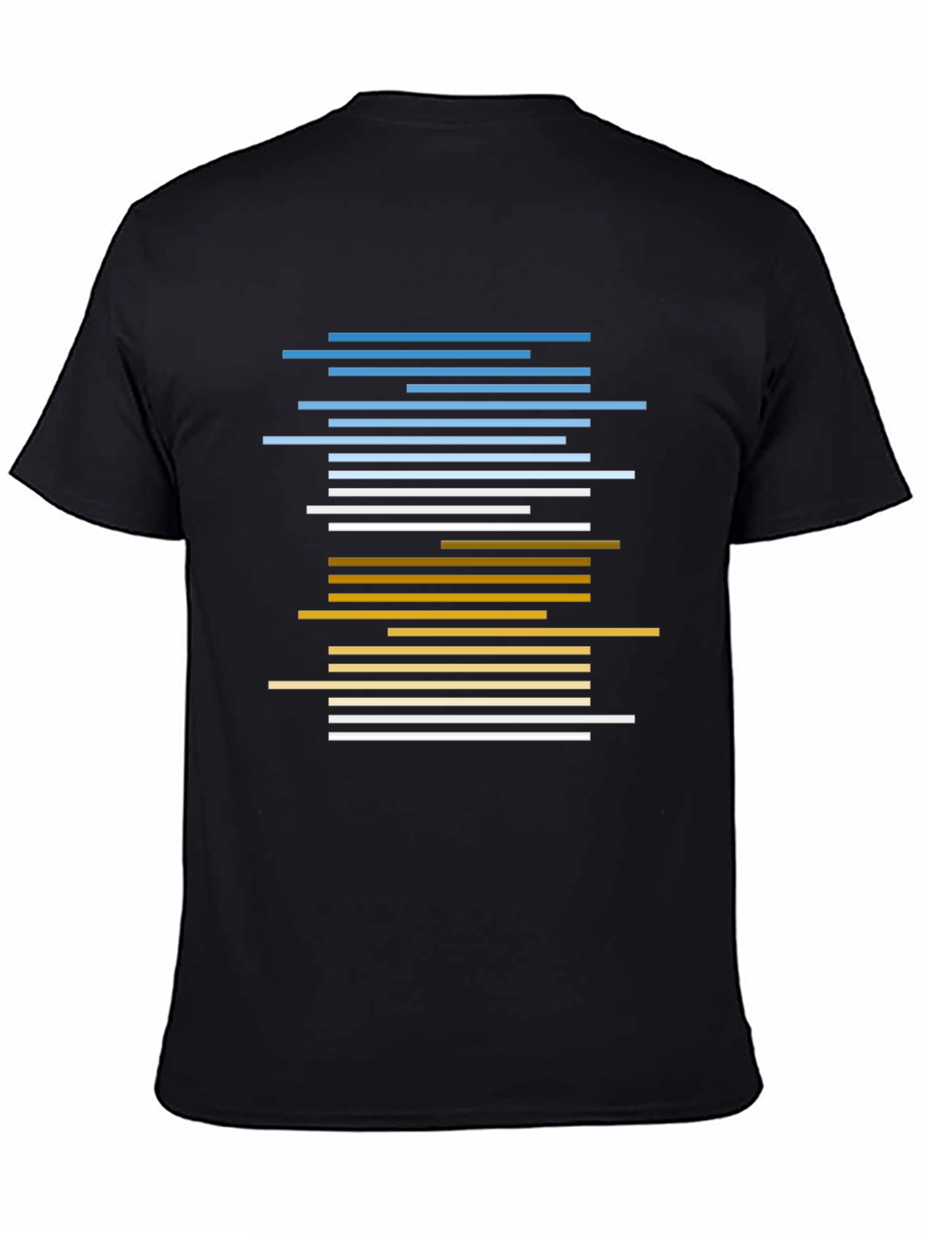 Abstract Striped Graphic Tee - Casual Black T-Shirt
