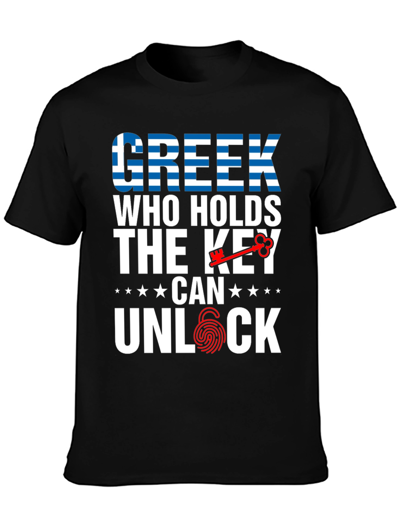 Greek Key Unlock T-Shirt - Greece Flag Design