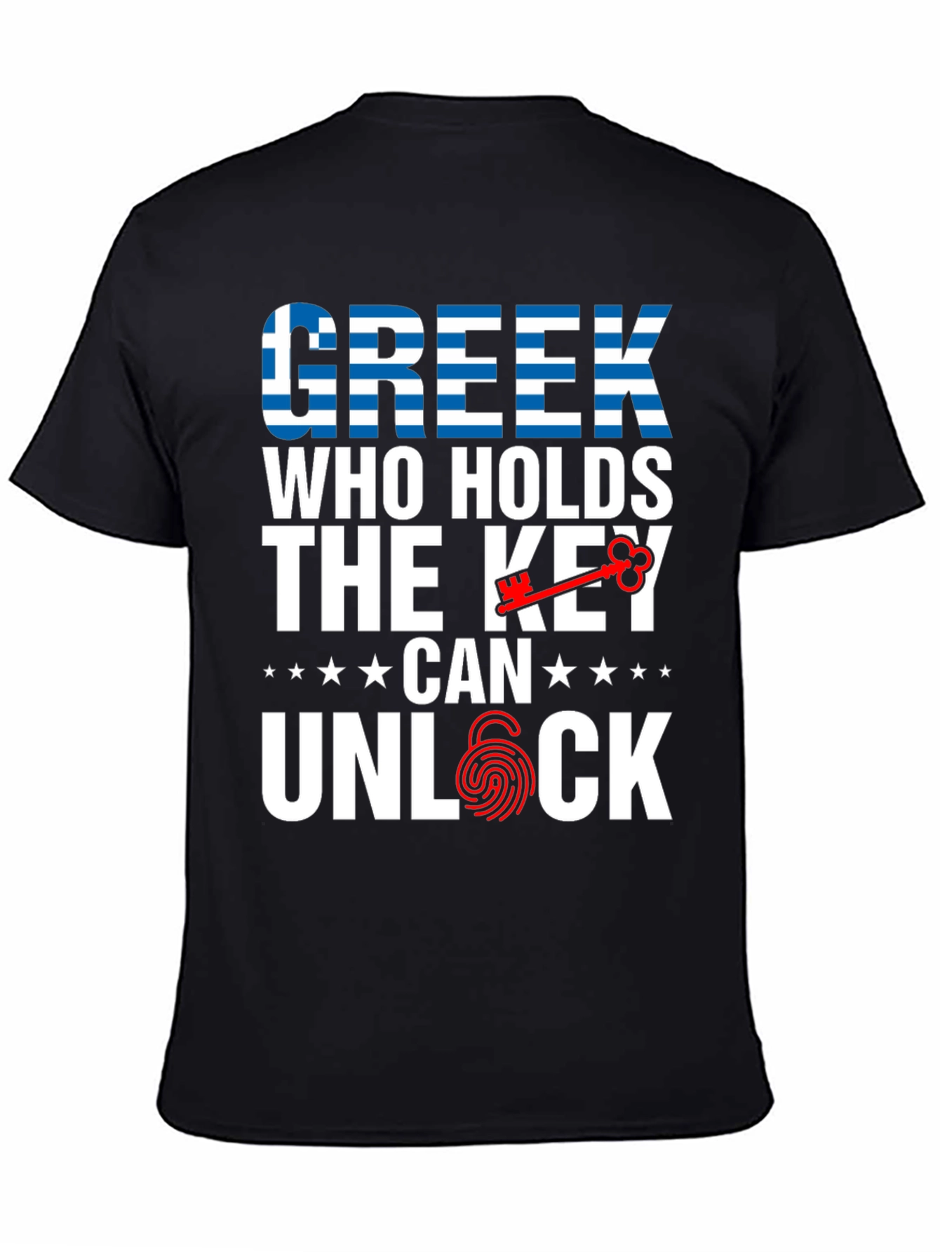 Greek Key Unlock T-Shirt - Greece Flag Design