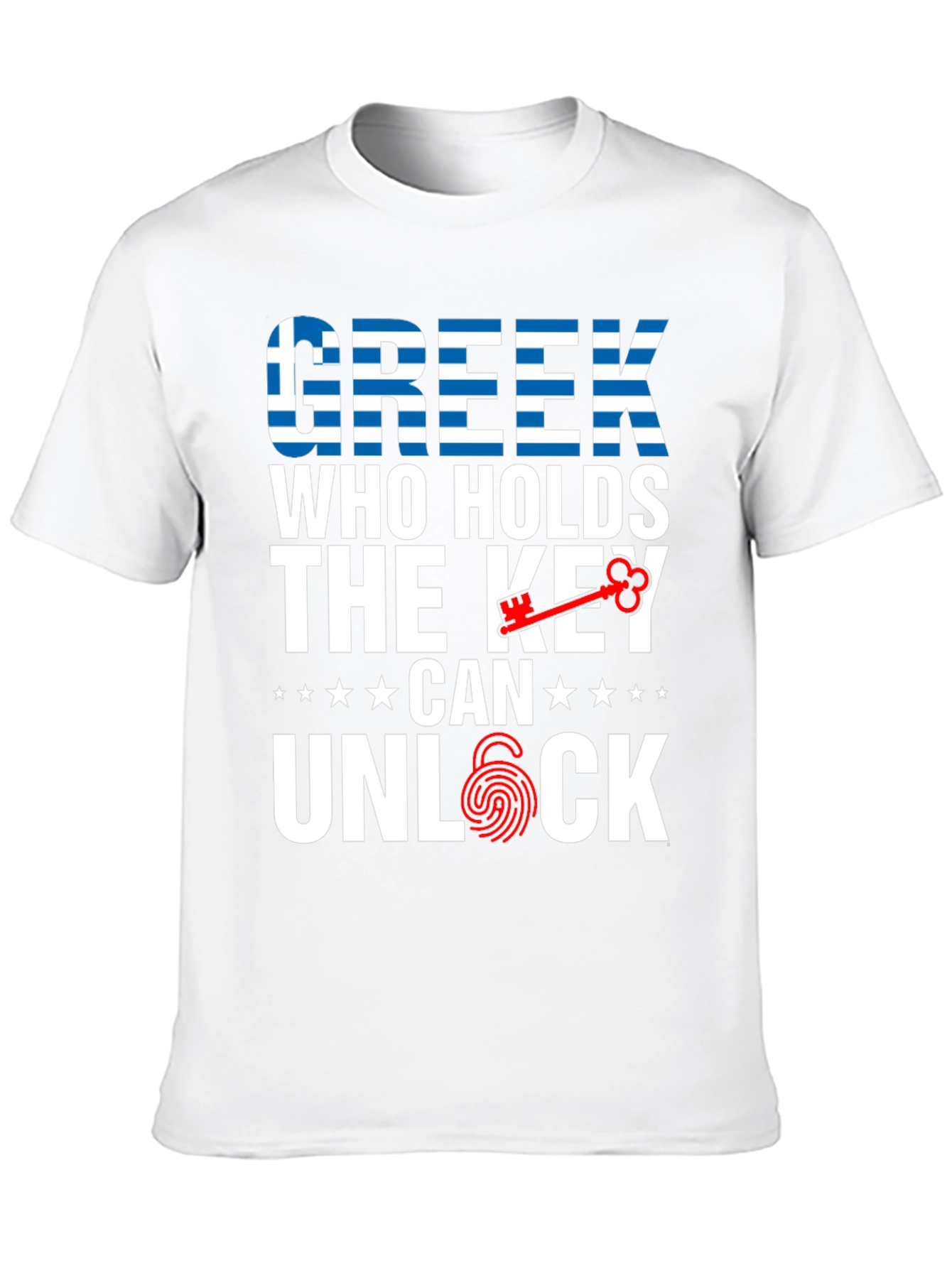 Greek Key Unlock T-Shirt - Greece Flag Design