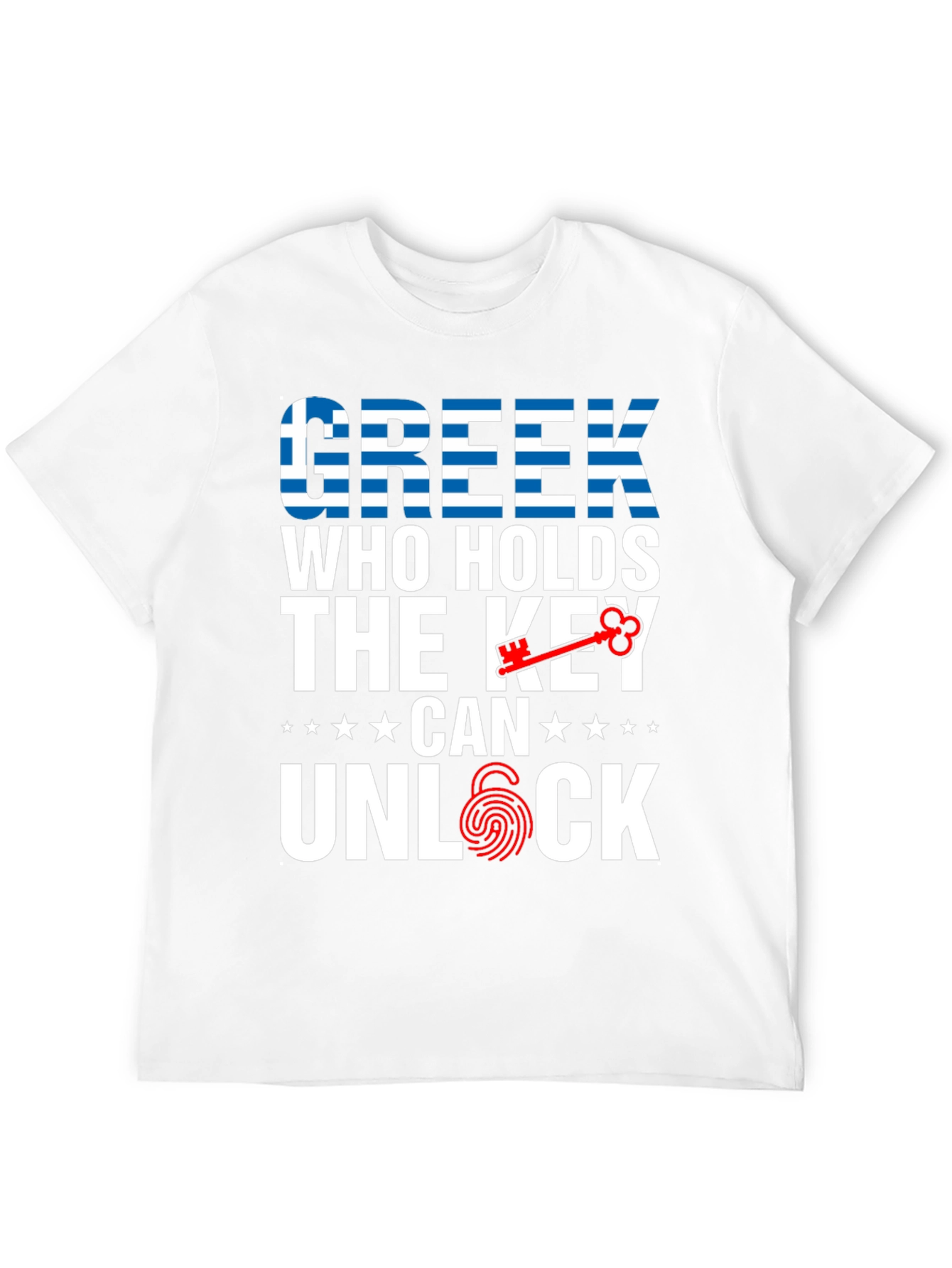 Greek Key Unlock T-Shirt - Greece Flag Design