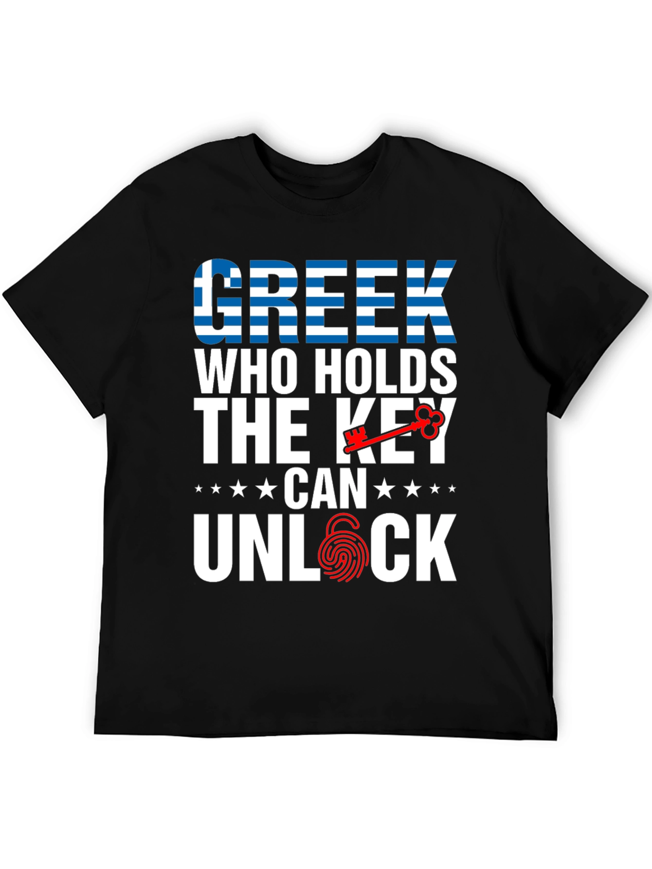 Greek Key Unlock T-Shirt - Greece Flag Design