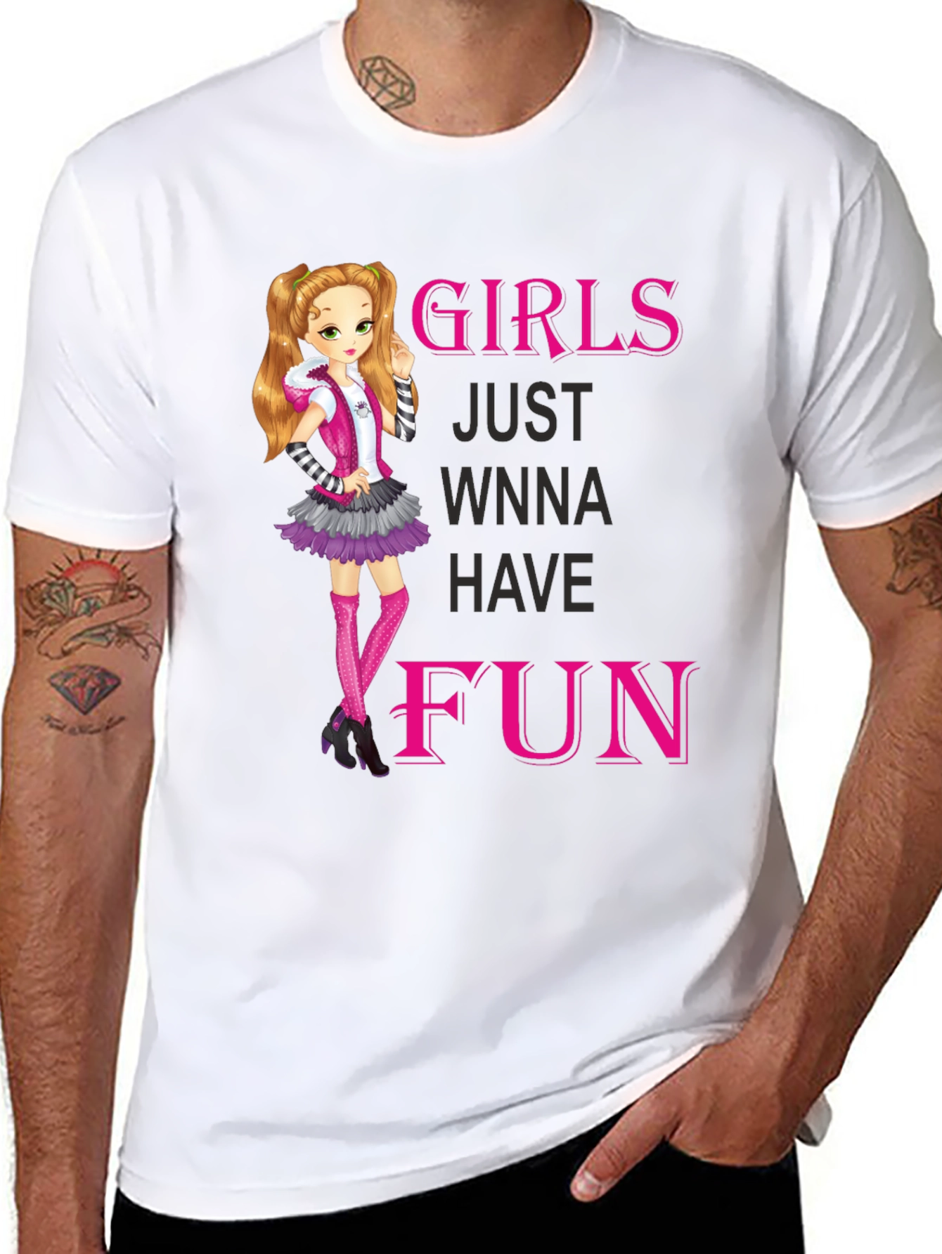 Girls Just Wanna Have Fun Black Graphic Tee