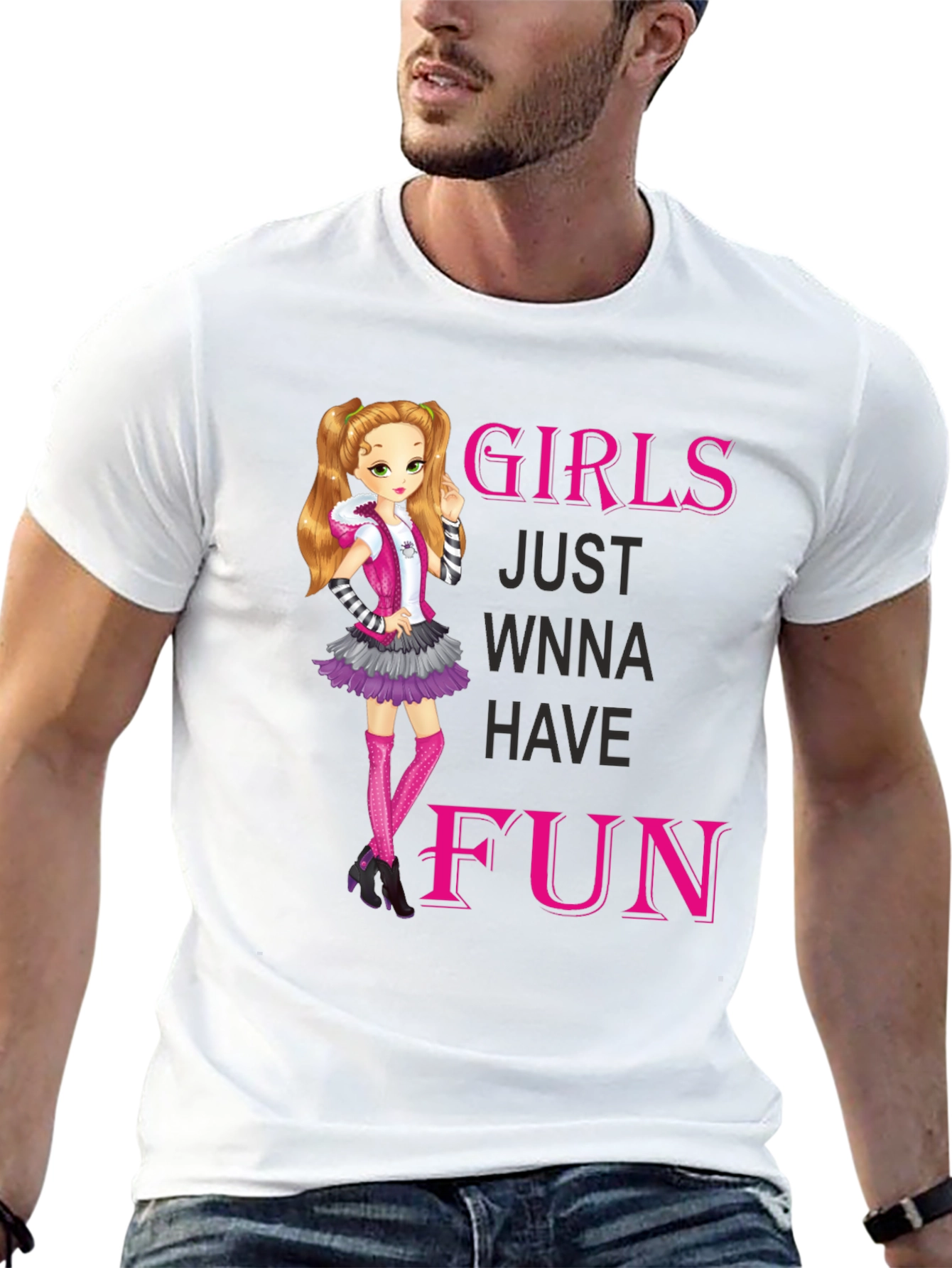 Girls Just Wanna Have Fun Black Graphic Tee
