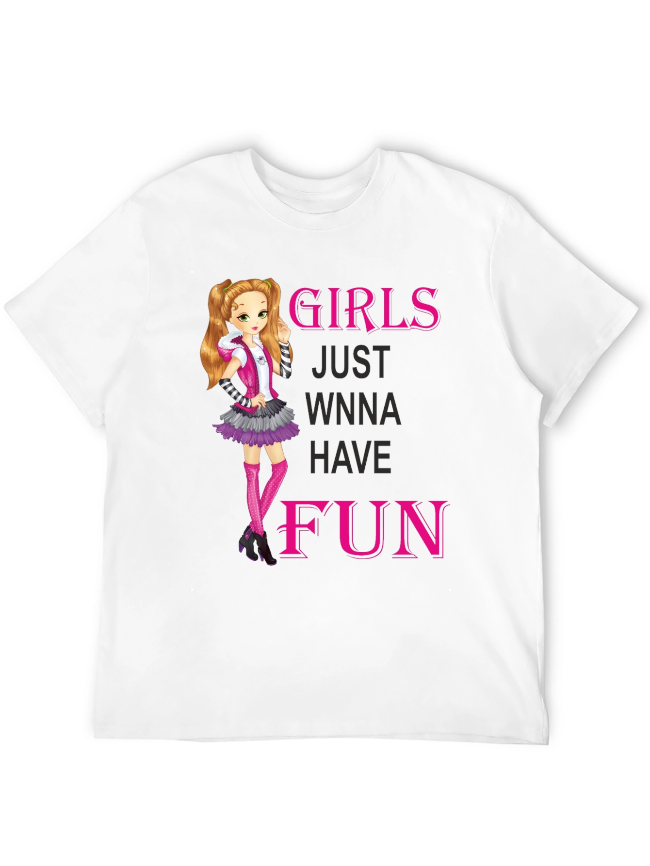 Girls Just Wanna Have Fun Black Graphic Tee