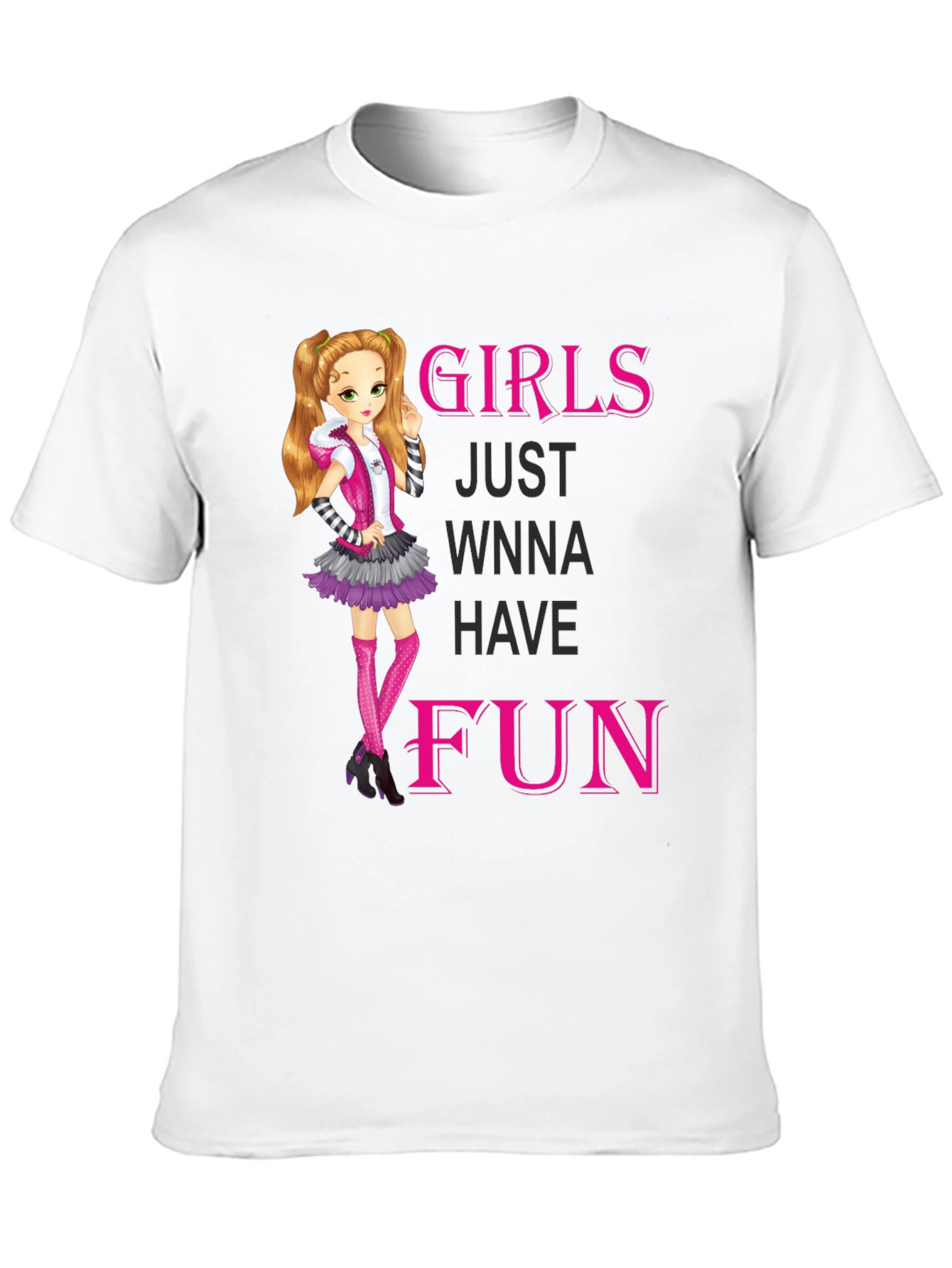 Girls Just Wanna Have Fun Black Graphic Tee