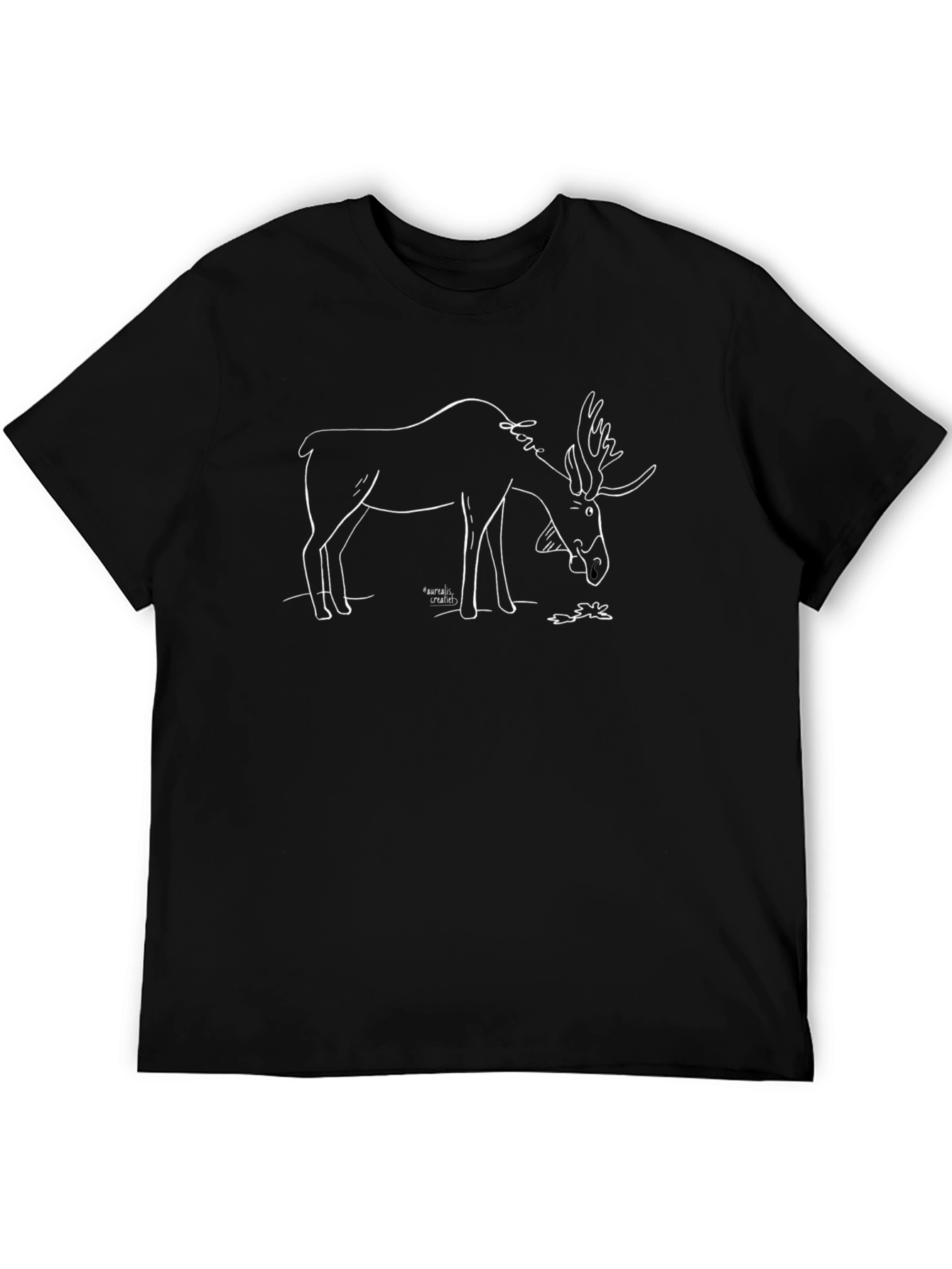 Minimalist Moose Graphic Black T-Shirt