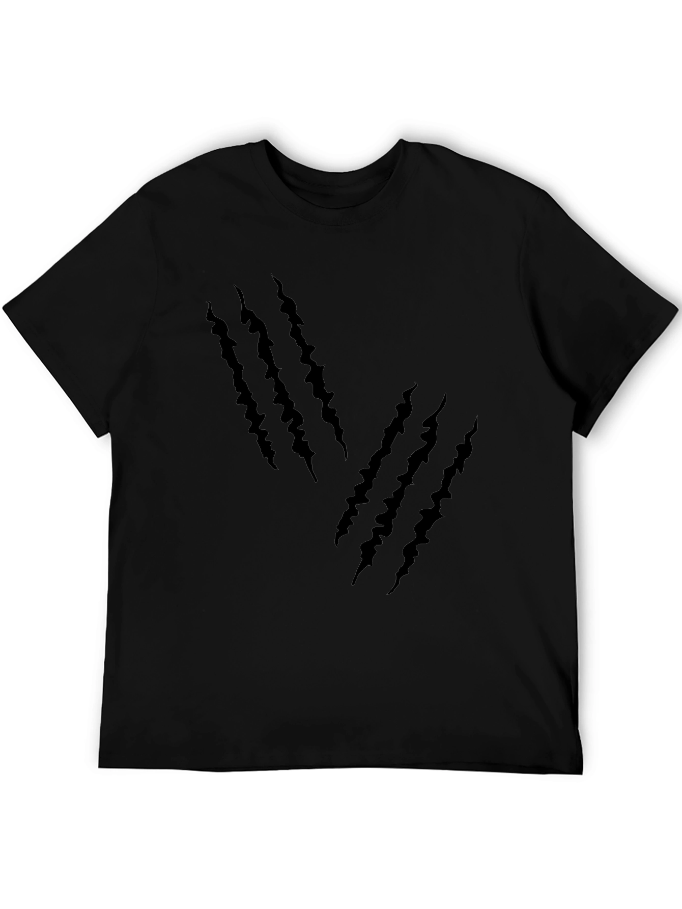 Mens Black T-Shirt with Claw Mark Design