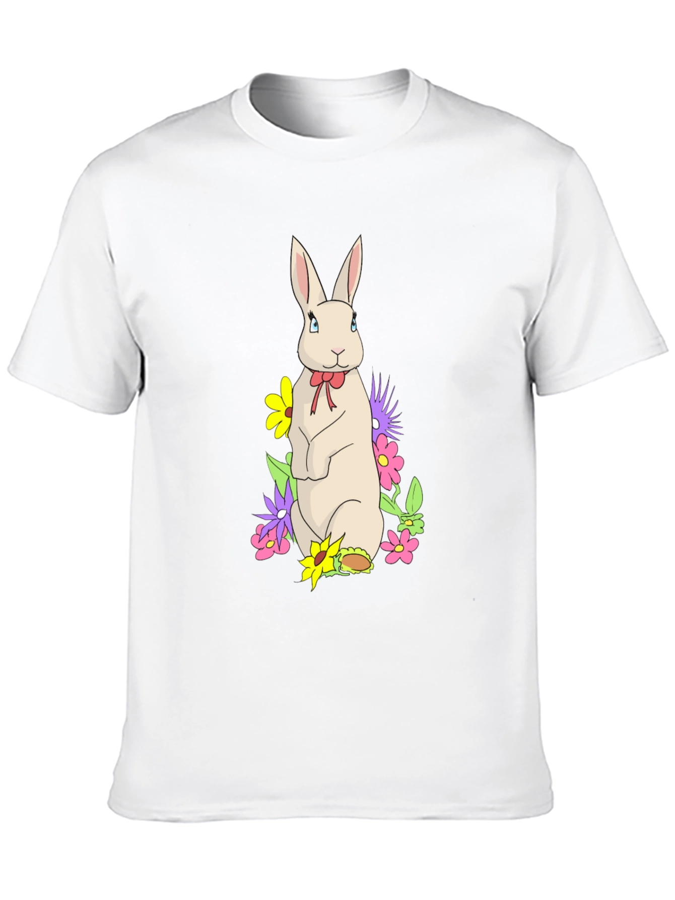 Rabbit & Flowers Black T-Shirt