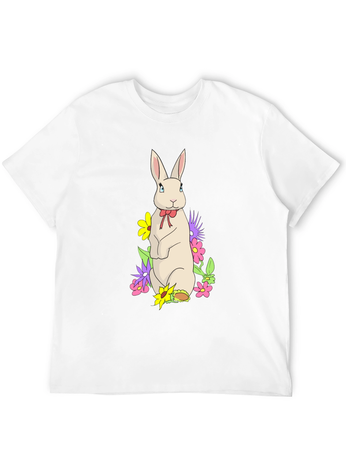 Rabbit & Flowers Black T-Shirt
