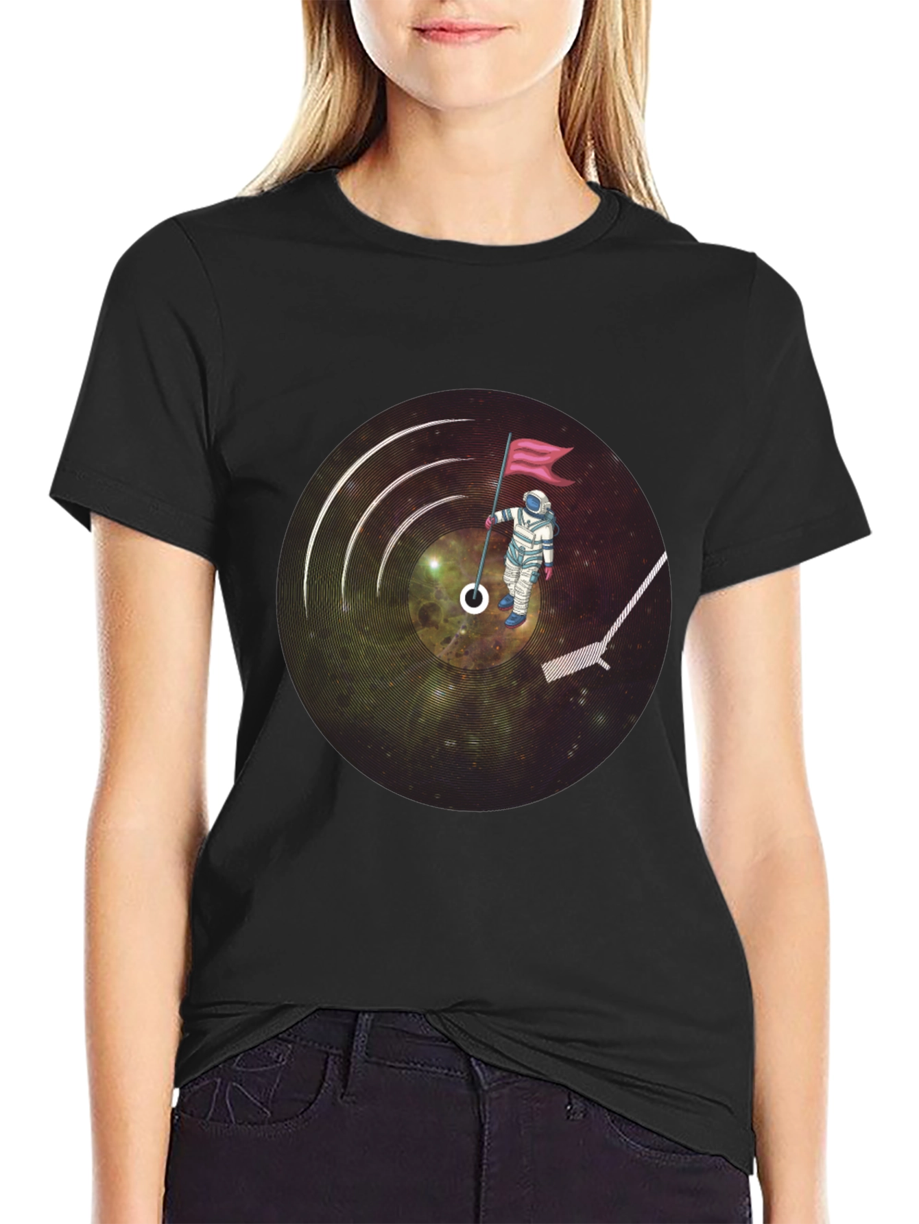 Astronaut Vinyl Record Graphic T-Shirt