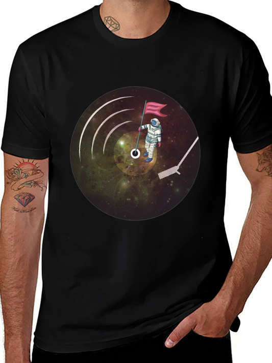 Astronaut Vinyl Record Graphic T-Shirt