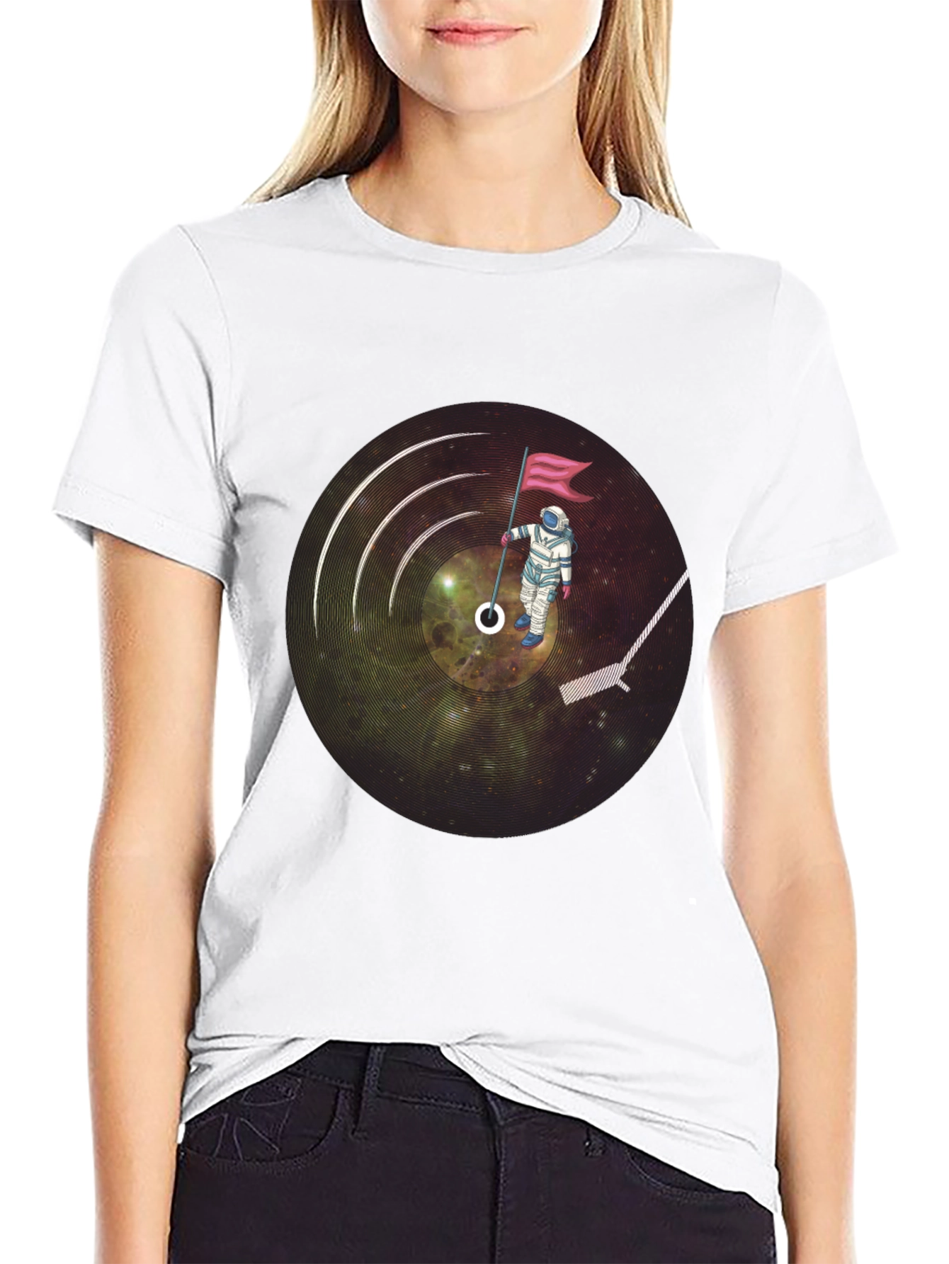 Astronaut Vinyl Record Graphic T-Shirt