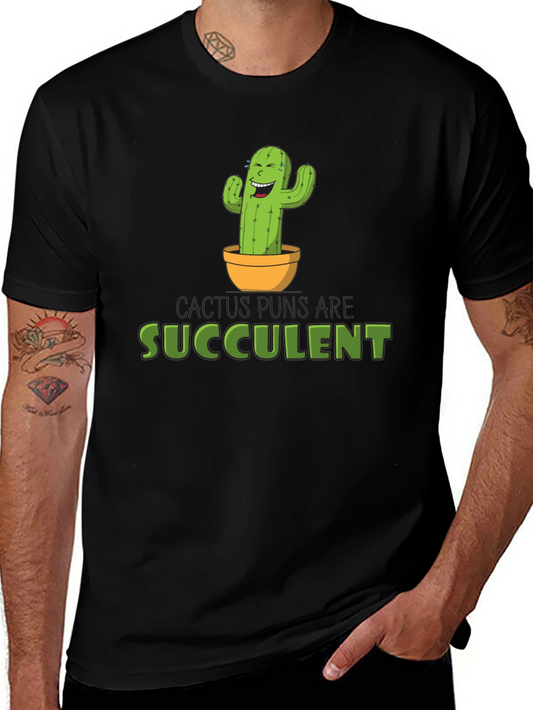 Cactus Puns Are Succulent Black Graphic Tee