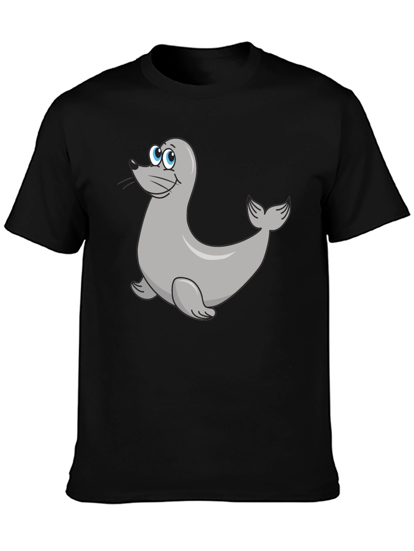 Seal Cartoon Black T-Shirt