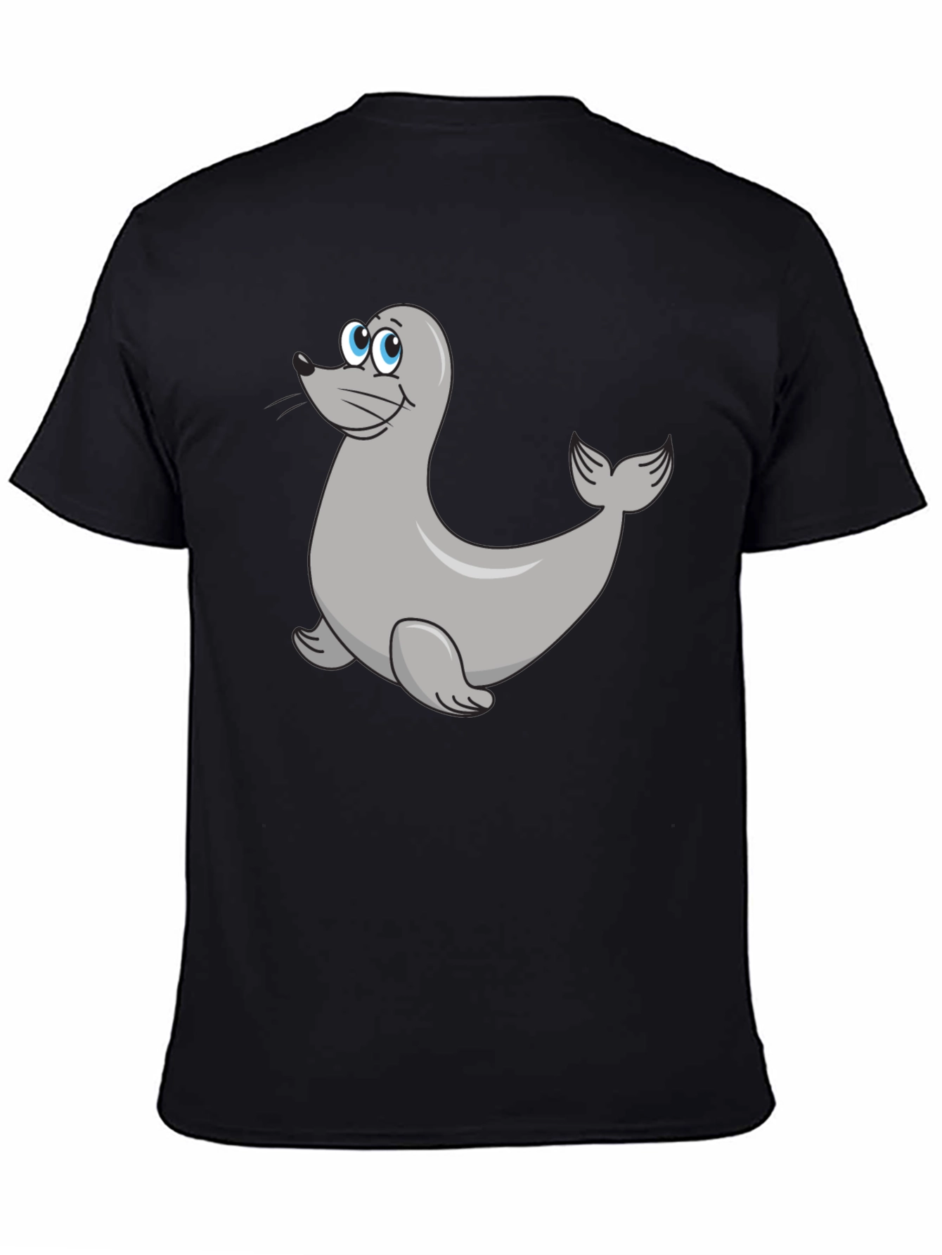 Seal Cartoon Black T-Shirt