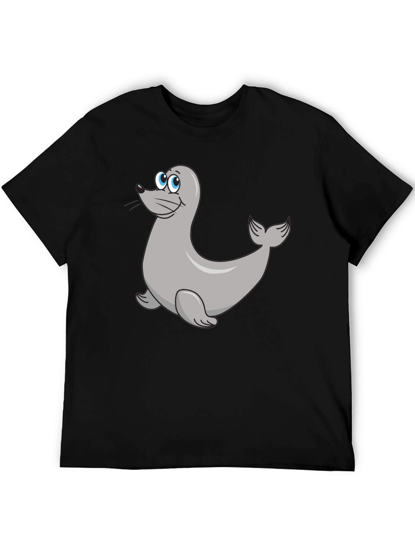 Seal Cartoon Black T-Shirt