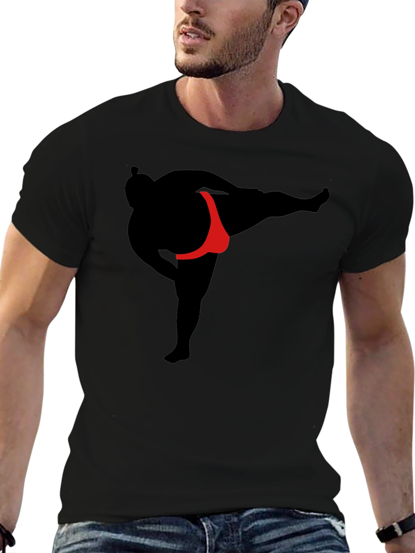 Sumo Wrestler Graphic T-Shirt - Black