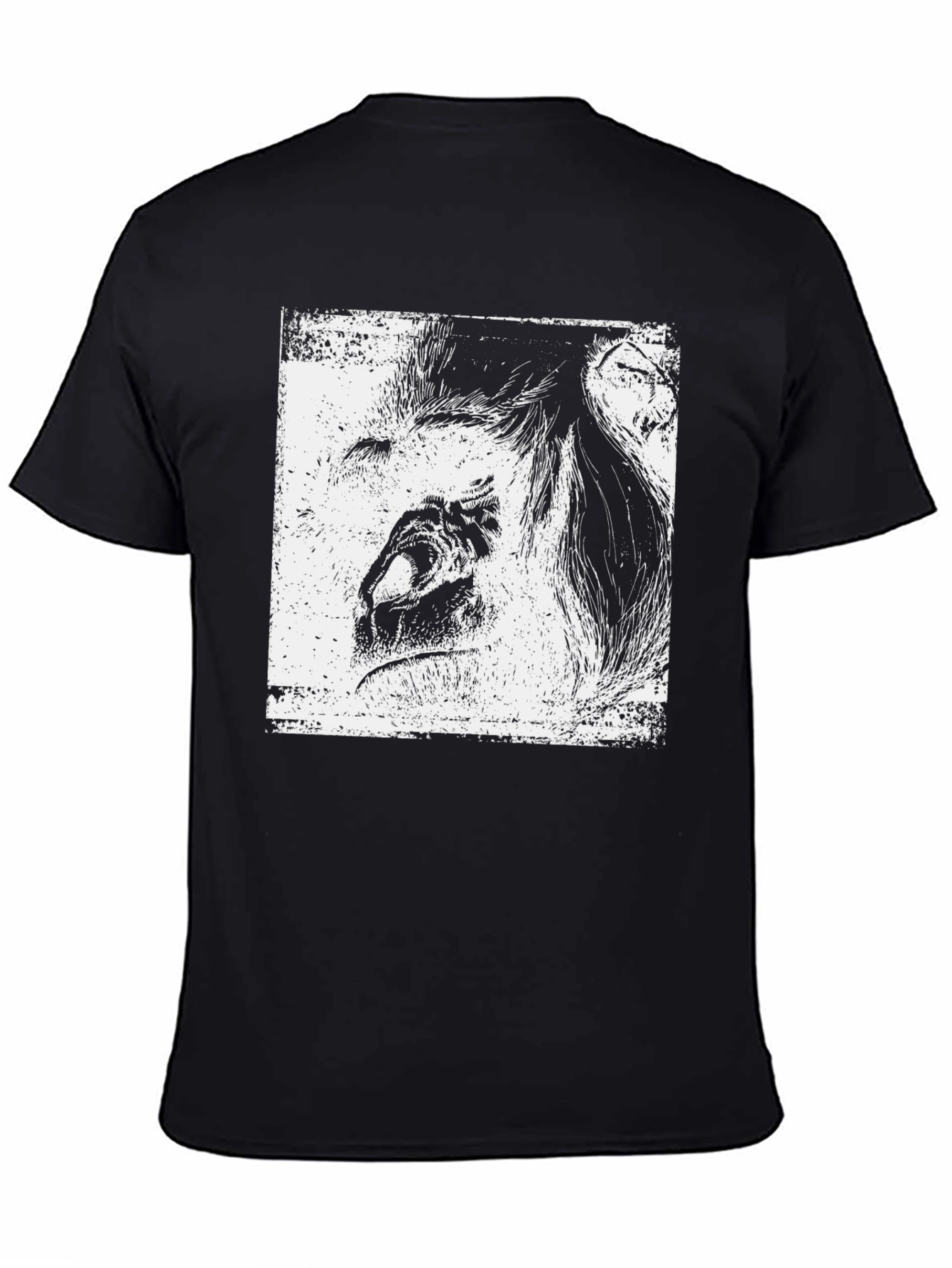 Abstract Lion Graphic Black T-Shirt