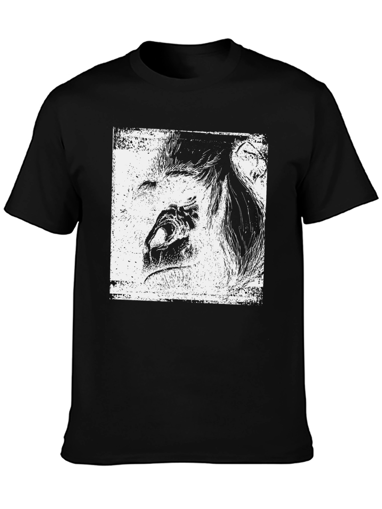 Abstract Lion Graphic Black T-Shirt