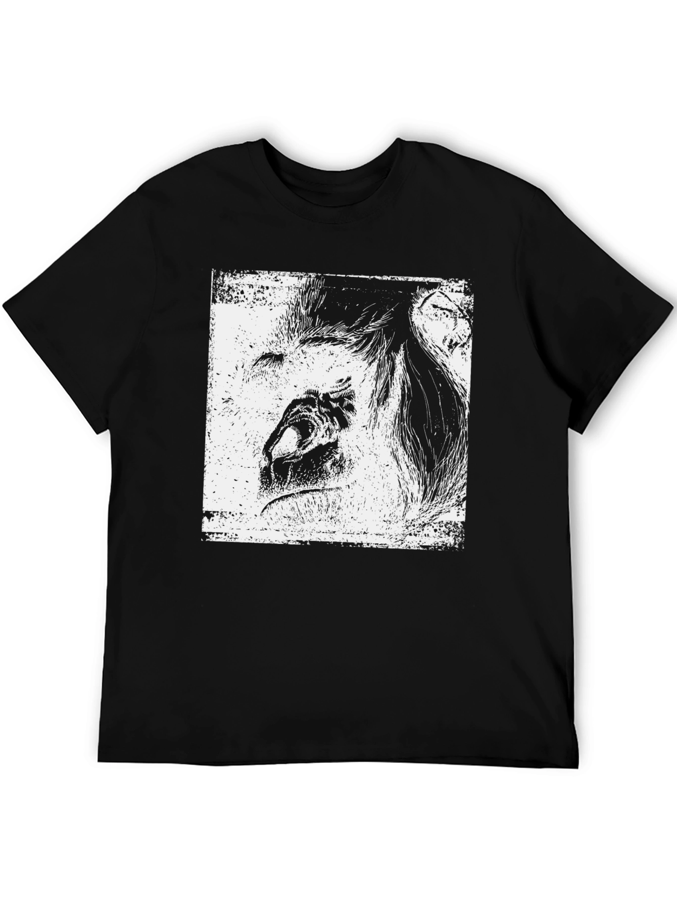 Abstract Lion Graphic Black T-Shirt