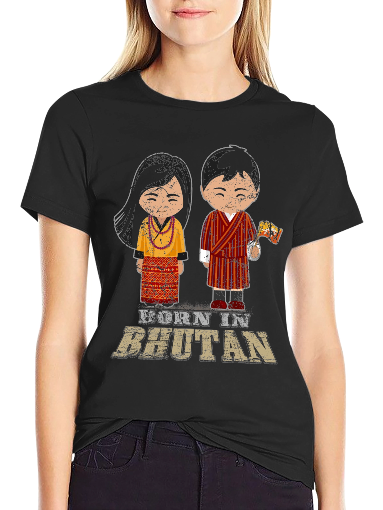 Born in Bhutan T-Shirt Cute Cartoon Design