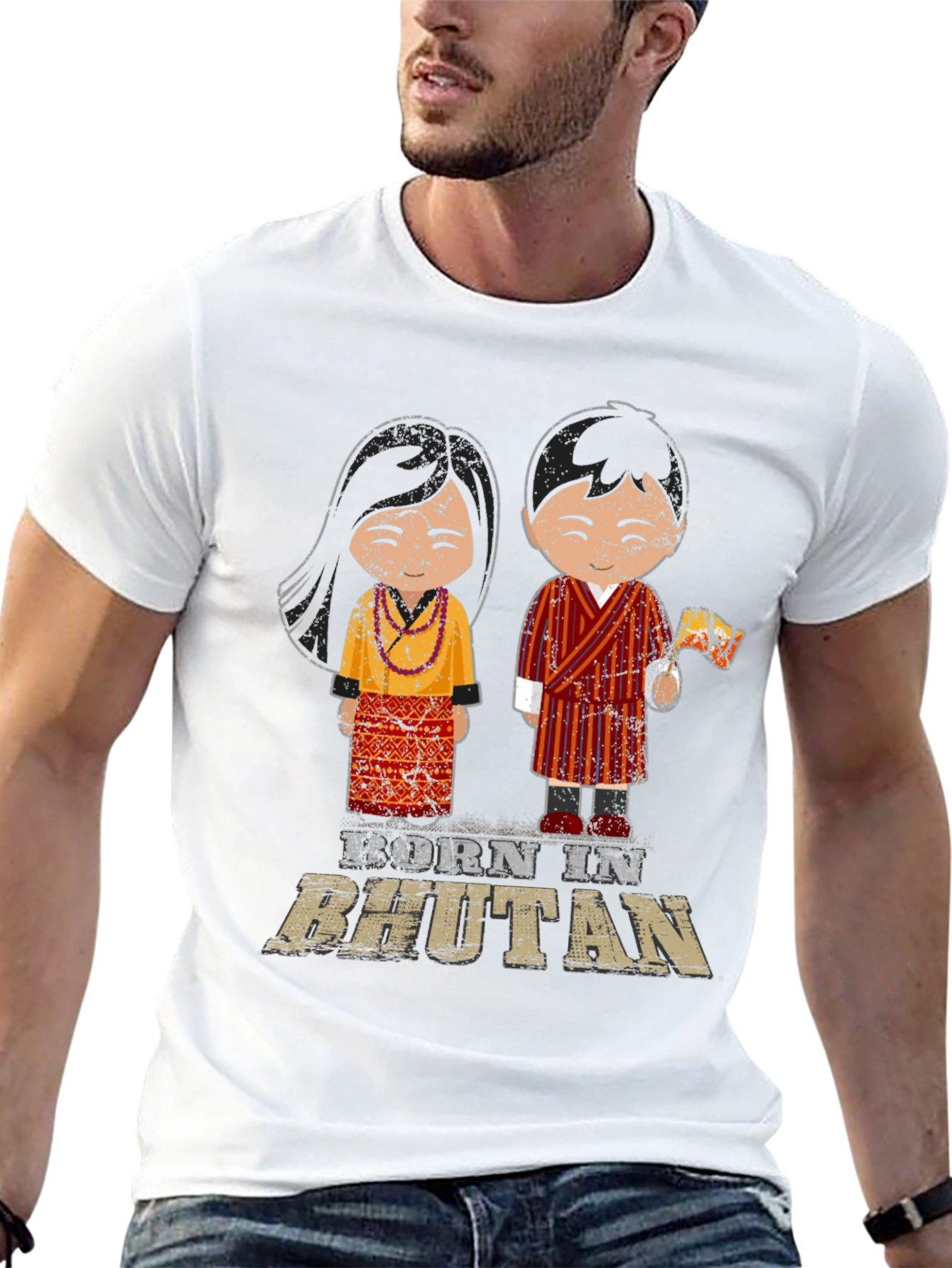 Born in Bhutan T-Shirt Cute Cartoon Design