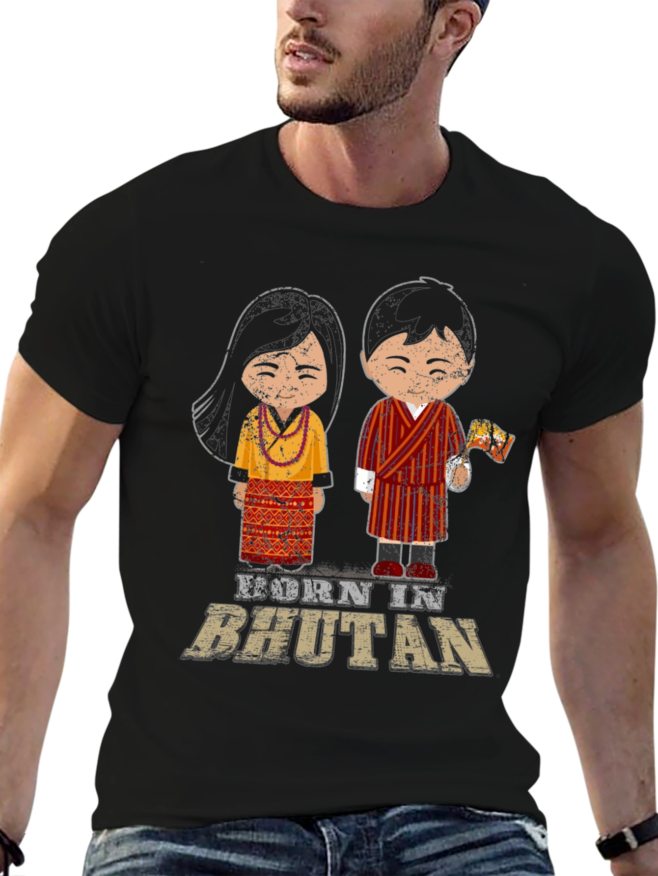 Born in Bhutan T-Shirt Cute Cartoon Design