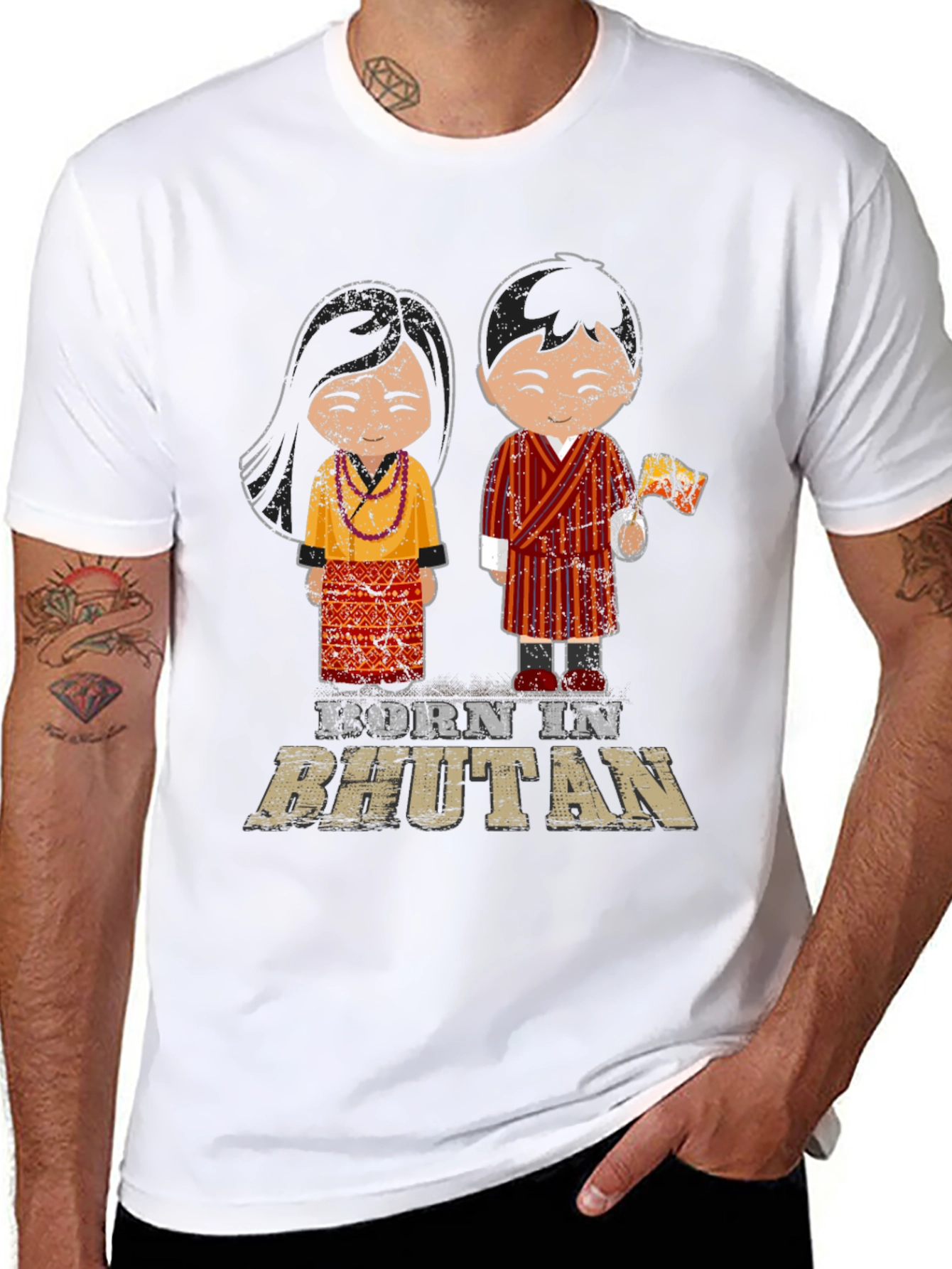 Born in Bhutan T-Shirt Cute Cartoon Design