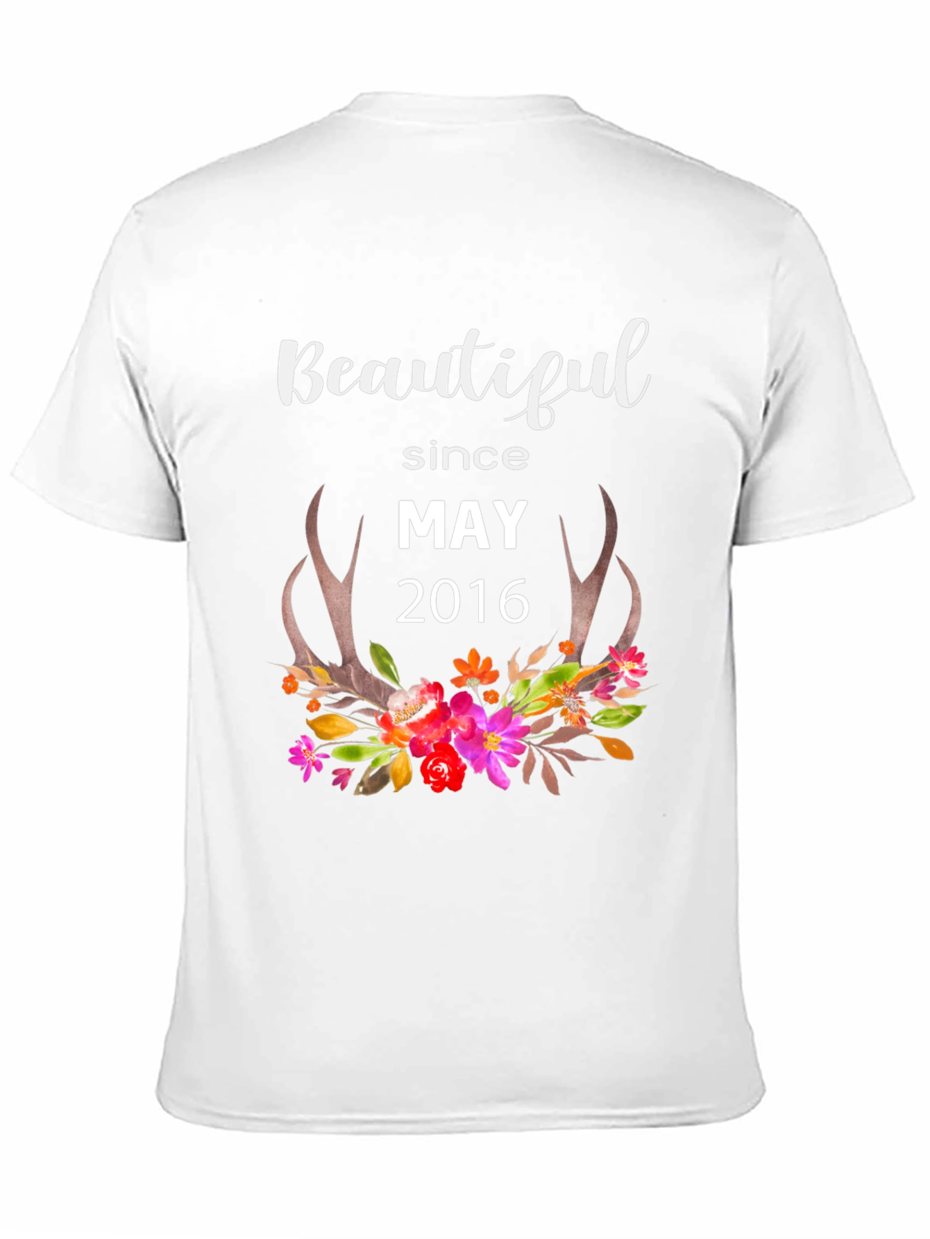 Beautiful Since May 2016 Floral Antler T-Shirt
