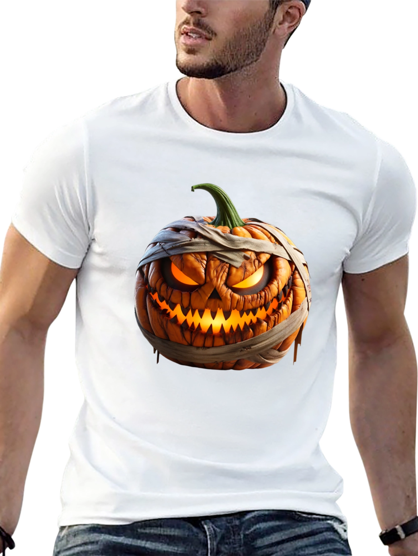 Halloween Pumpkin Mummy Graphic Tee