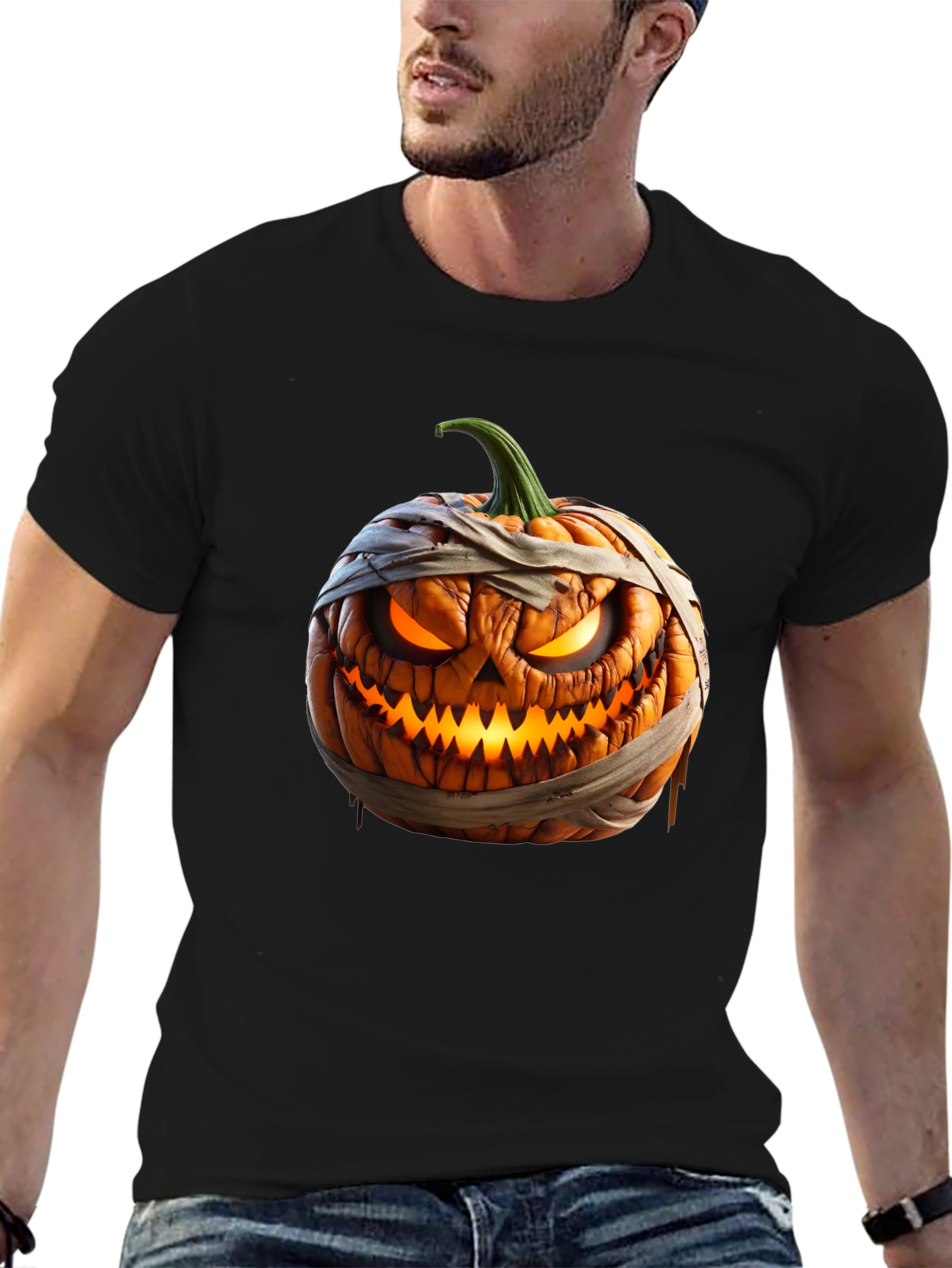 Halloween Pumpkin Mummy Graphic Tee