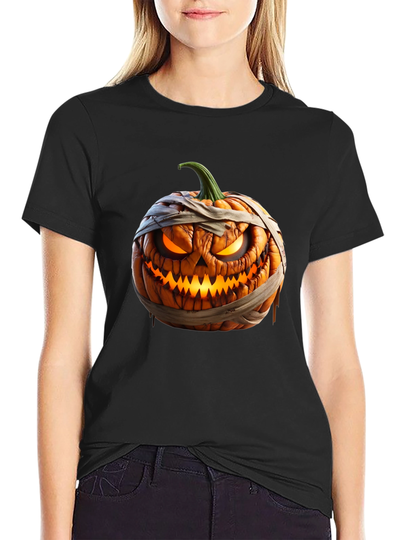 Halloween Pumpkin Mummy Graphic Tee