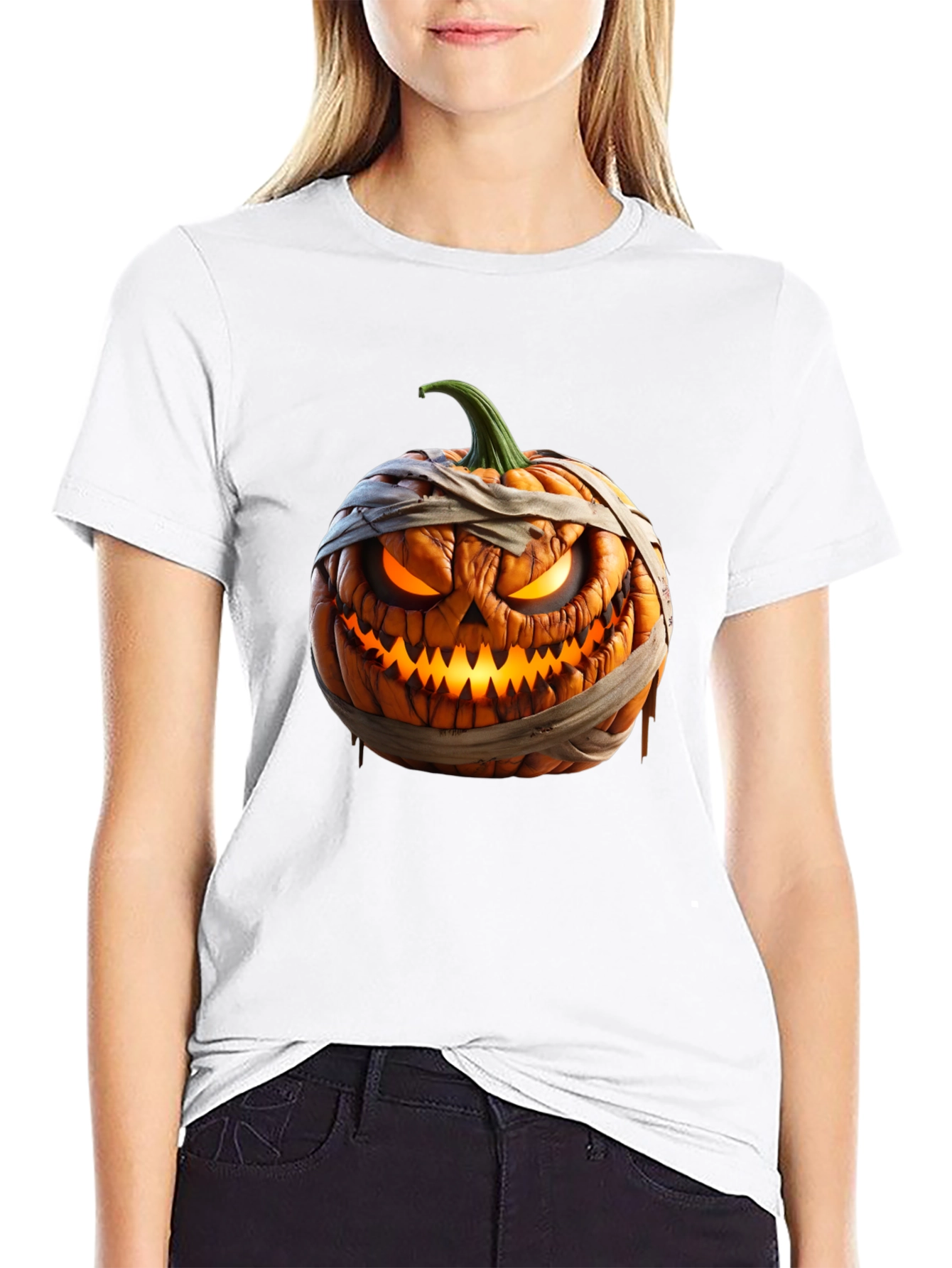 Halloween Pumpkin Mummy Graphic Tee