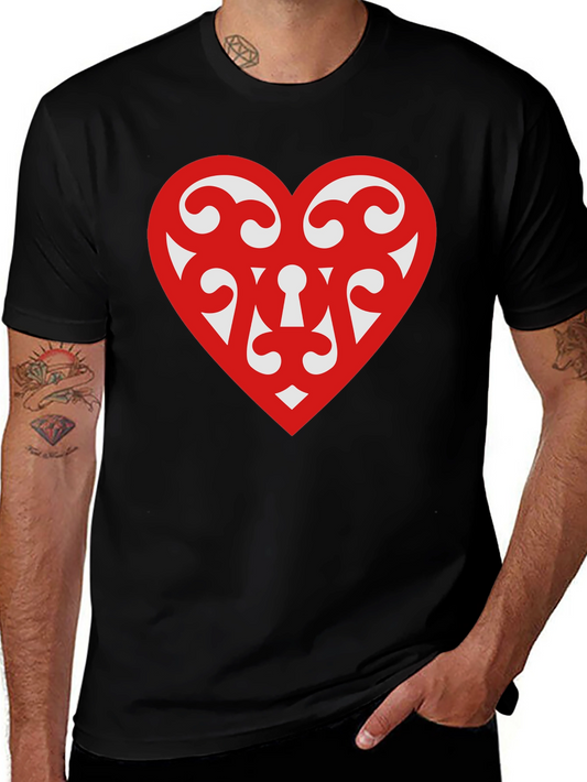 Heart Scroll Design Black T-Shirt