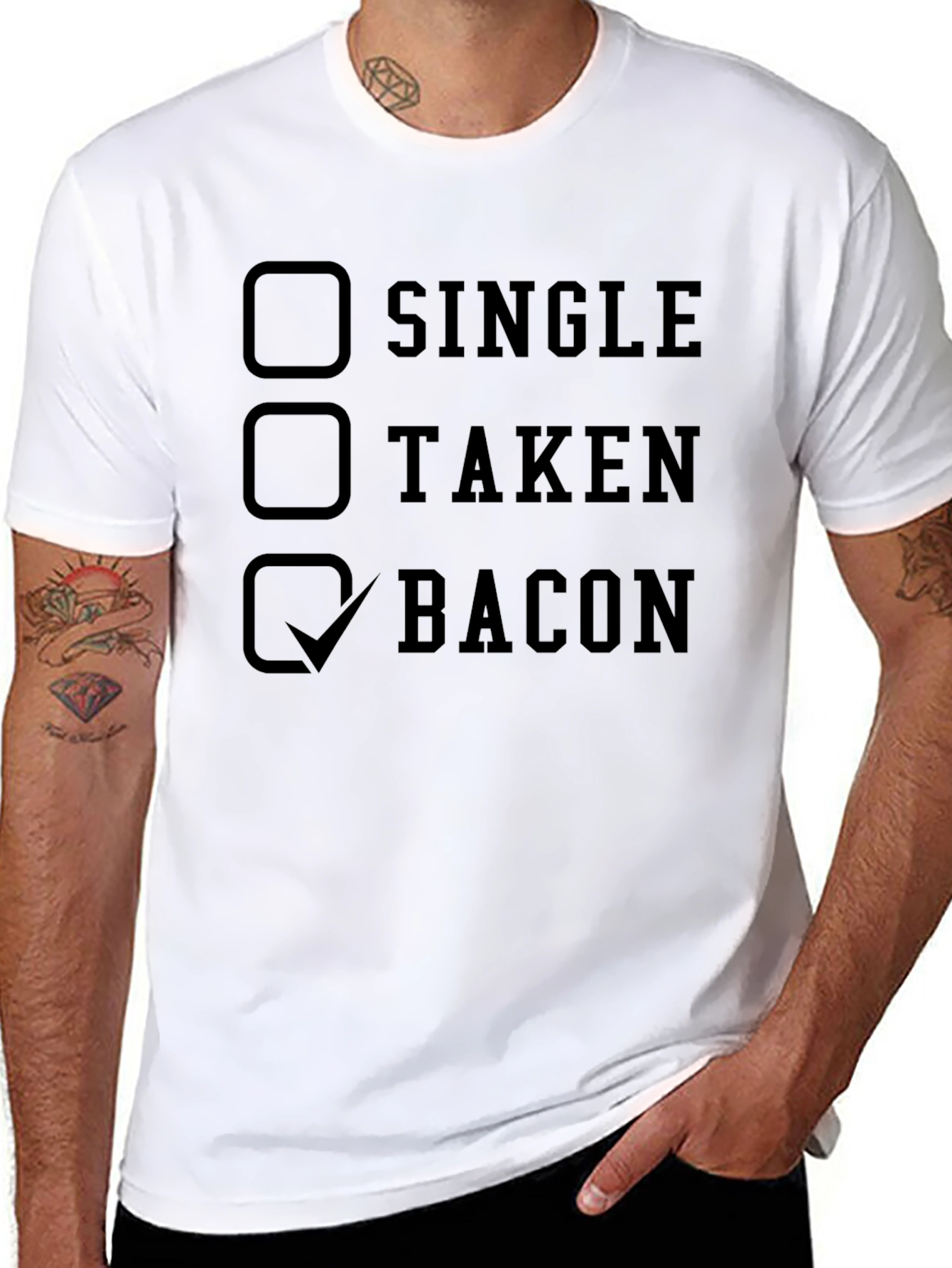 Bacon Lovers T-Shirt: Single Taken Bacon Checkbox