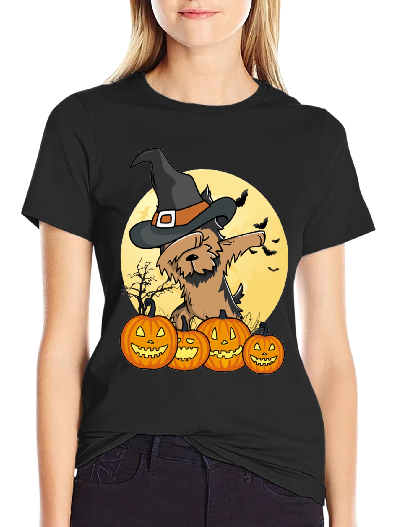 Halloween Witch Dog T-Shirt - Jack-o-lanterns
