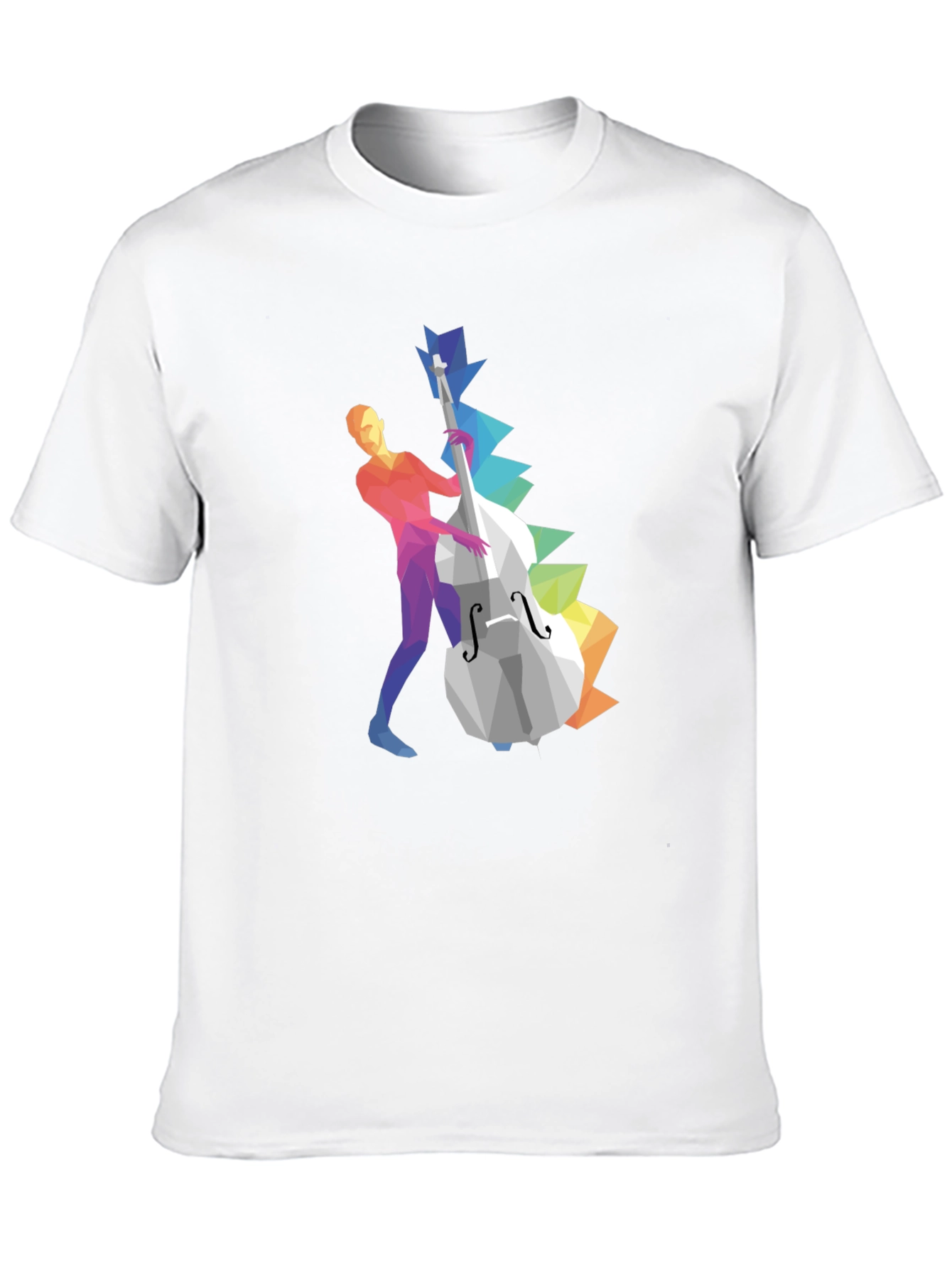 Musical T-Shirt: Geometric Bass Player Design